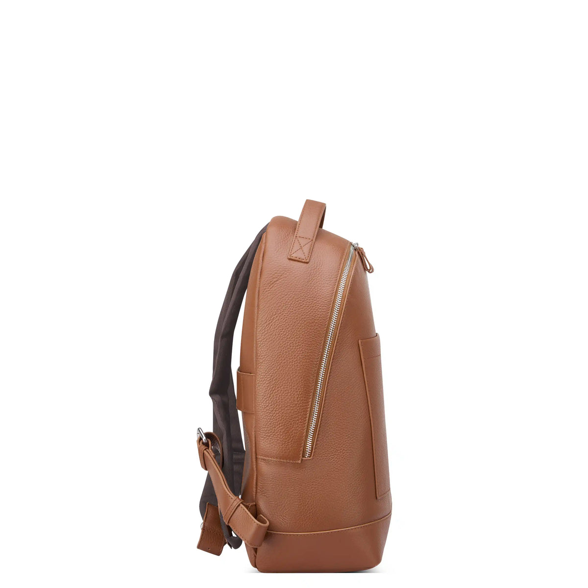 Delsey The Leather Collection Backpack in Cognac — angle view 3 # color_Cognac