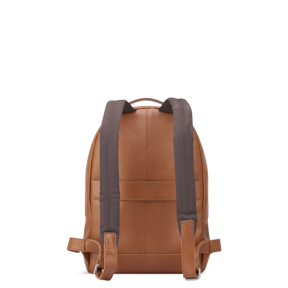 Delsey The Leather Collection Backpack in Cognac — back view # color_Cognac