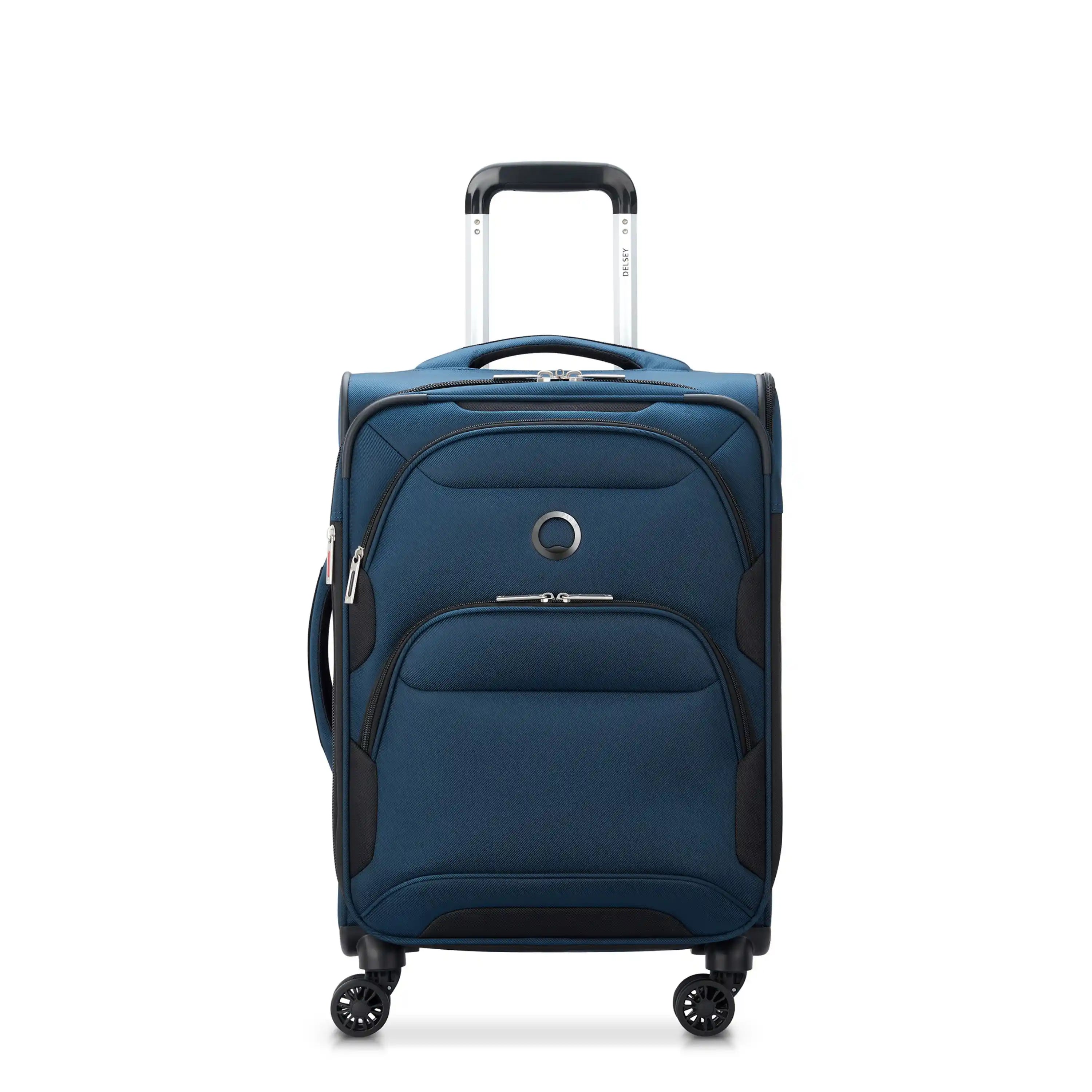 Delsey Sky Max 2.0 Carry-On Plus Expandable Spinner in Blue — front view # color_Blue