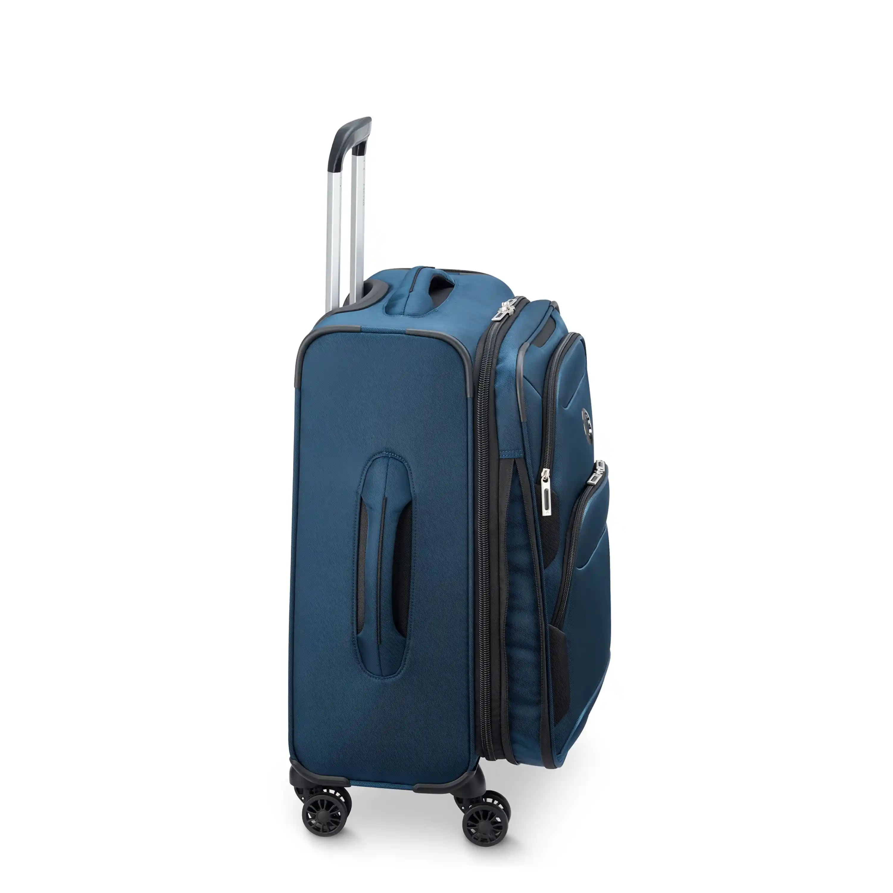 Delsey Sky Max 2.0 Carry-On Plus Expandable Spinner in Blue — angle view 3 # color_Blue