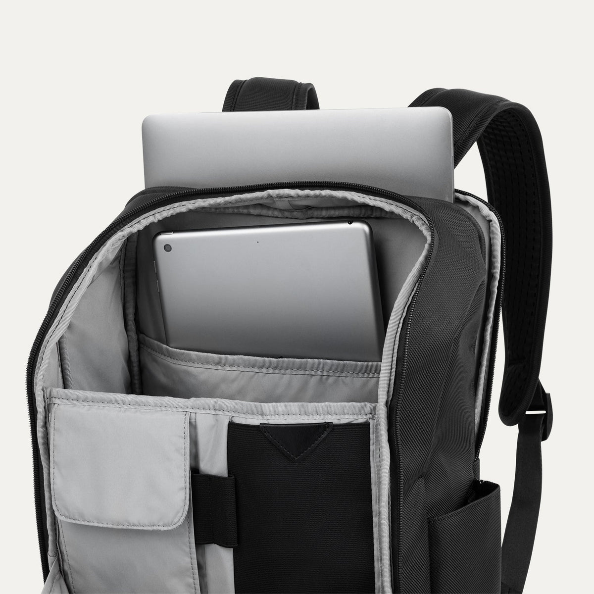 Travelpro Crew Executive Choice 3 Slim Laptop Backpack in Jet Black — interior view