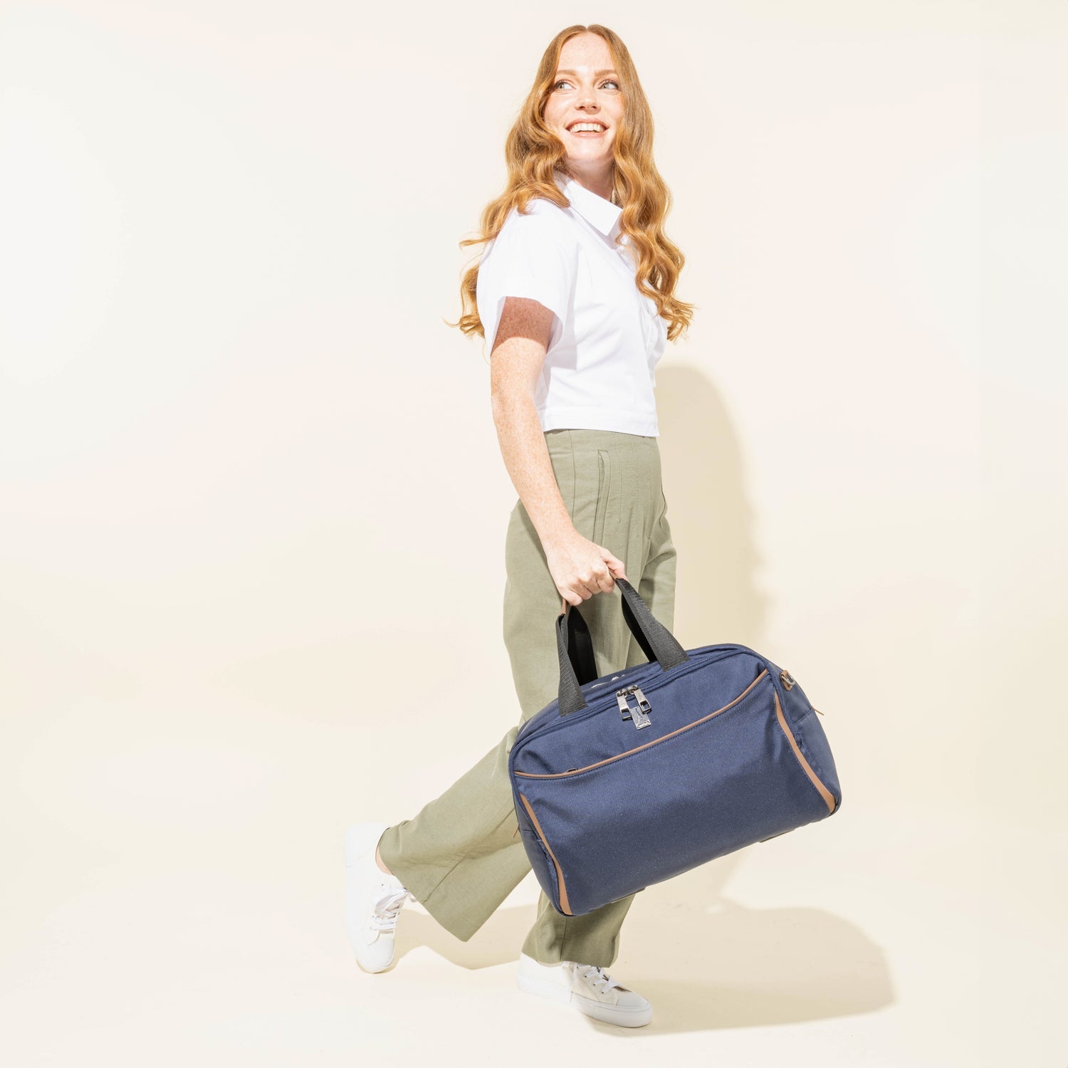 Travelpro Crew Classic UnderSeat Tote in Patriot Blue — angle view 3