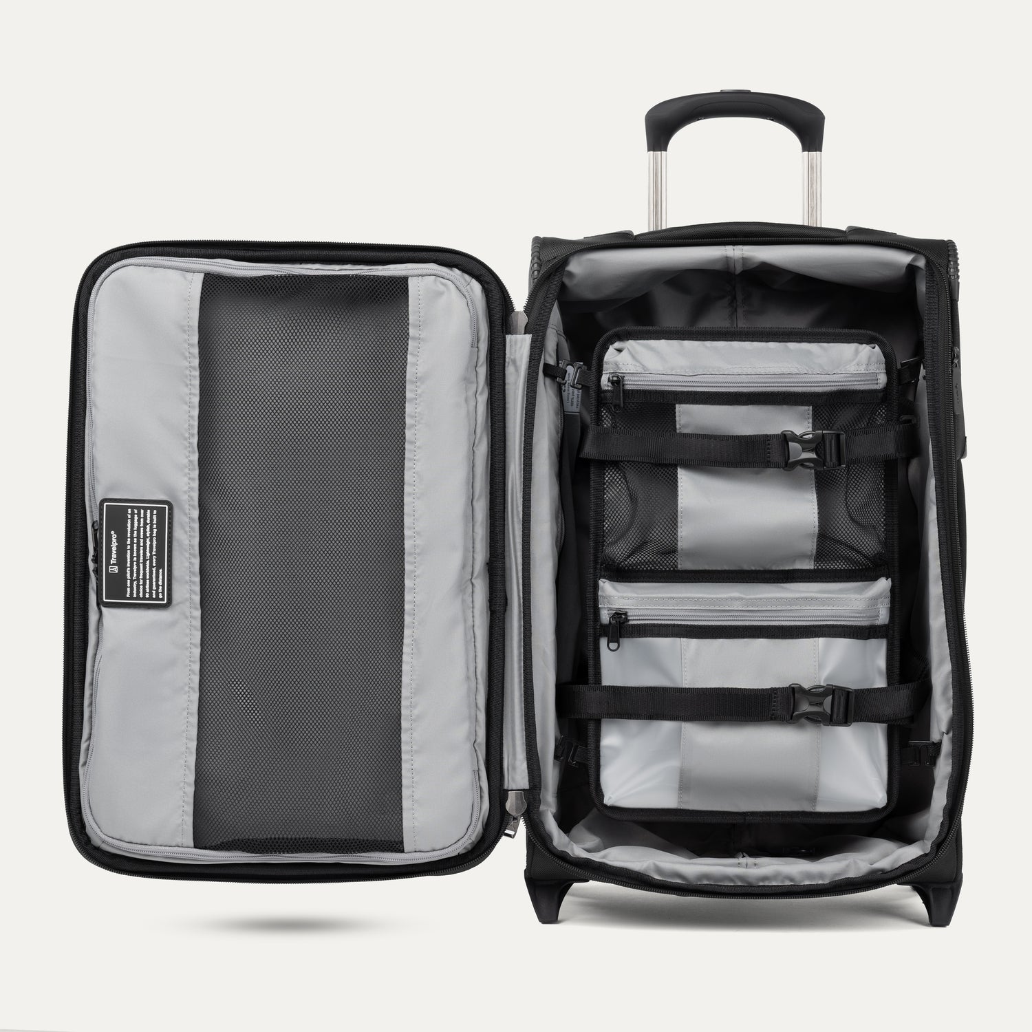 Travelpro Crew Classic Carry-On Expandable Rollaboard in Black — angle view 2