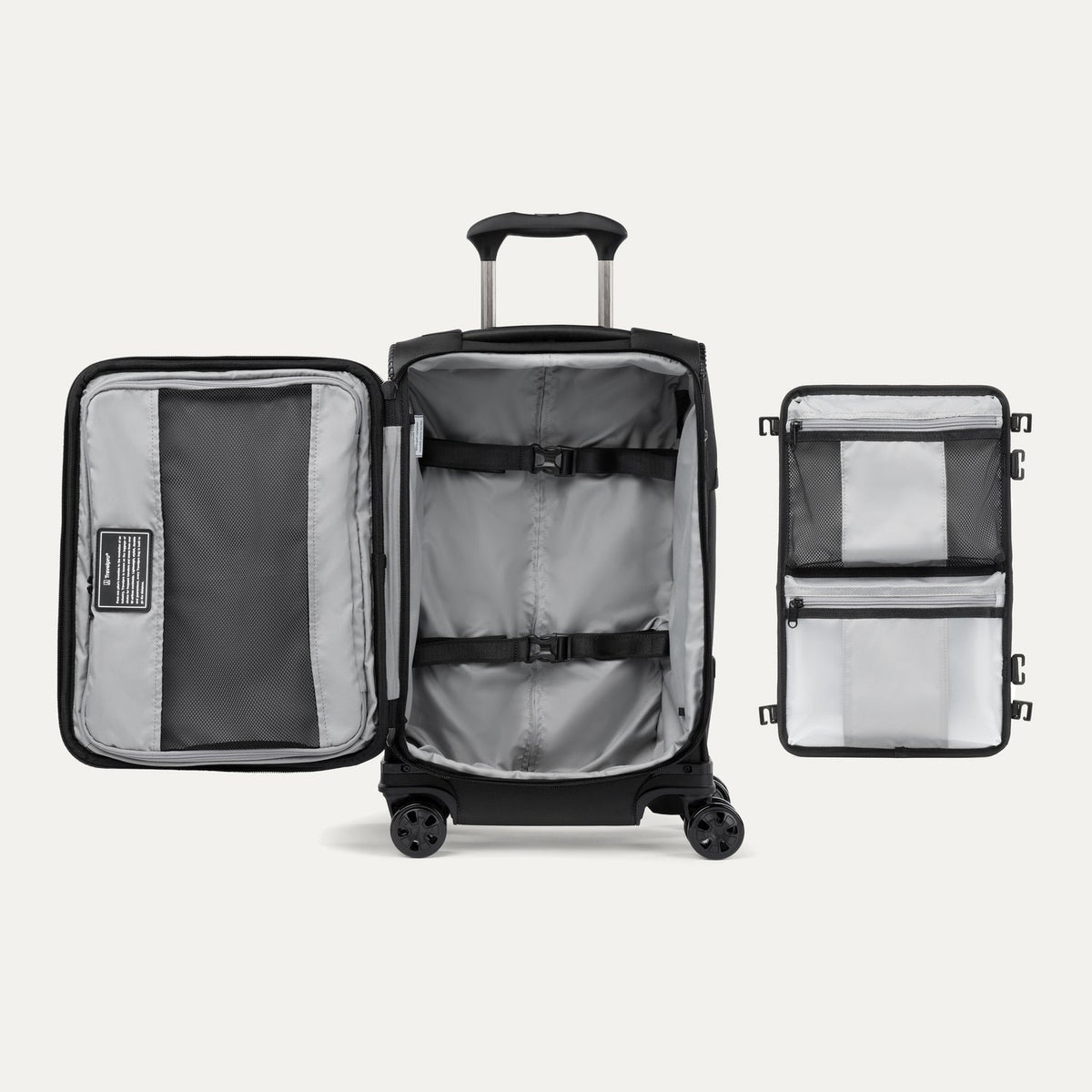Travelpro Crew Classic Carry-On Spinner in Black — interior view 3