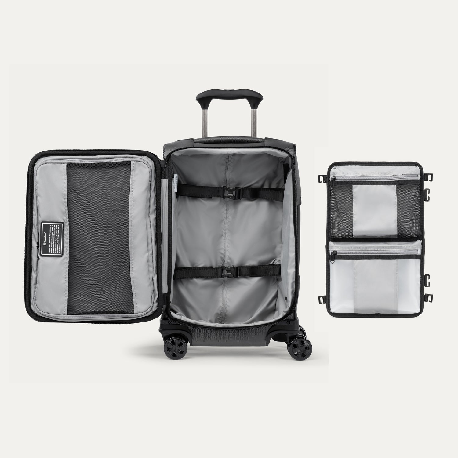 Travelpro Crew Classic Compact Carry-On Expandable Spinner in Titanium Grey — back view