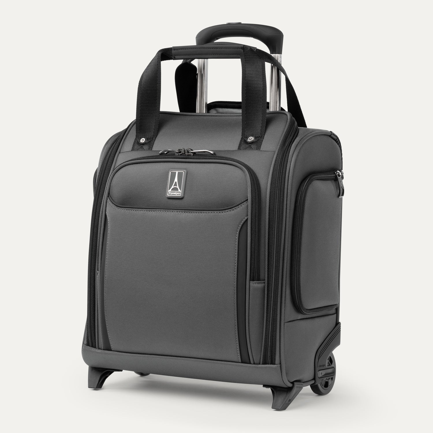 Travelpro Crew Classic Rolling UnderSeat Carry-On in Titanium Grey — back view