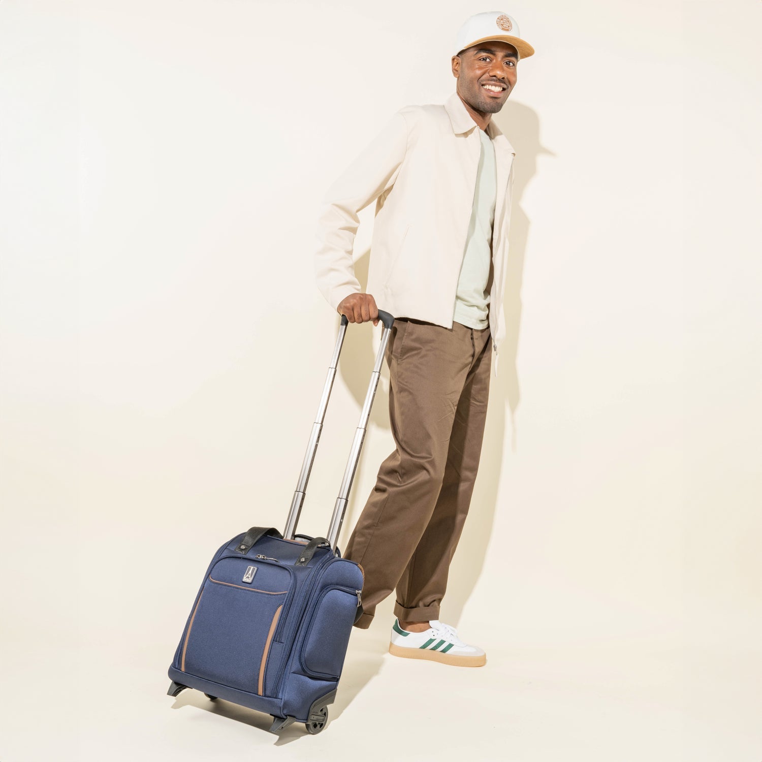 Travelpro Crew Classic Rolling UnderSeat Carry-On in Patriot Blue — angle view 3