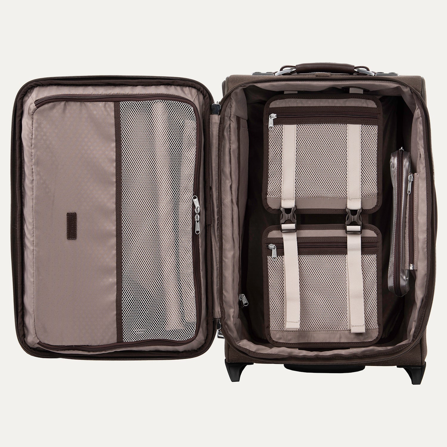 Travelpro Platinum Elite 22" Carry-On Expandable Rollaboard in Rich Espresso — angle view 2
