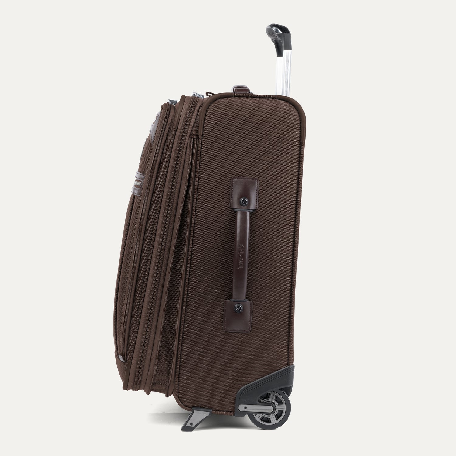 Travelpro Platinum Elite 22" Carry-On Expandable Rollaboard in Rich Espresso — angle view 5