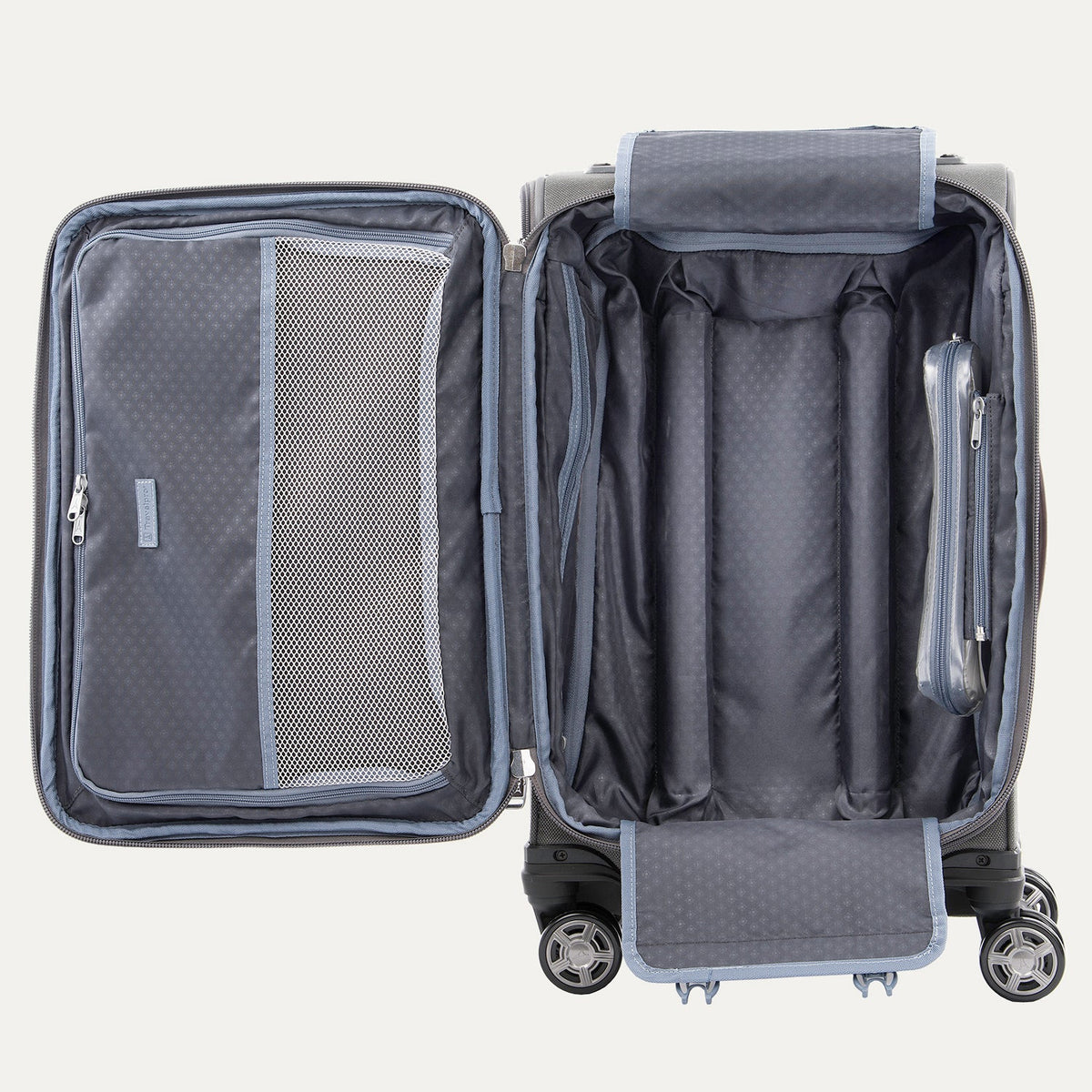 Travelpro Platinum Elite 21” Expandable Carry-On Spinner in Vintage Grey — interior view 2