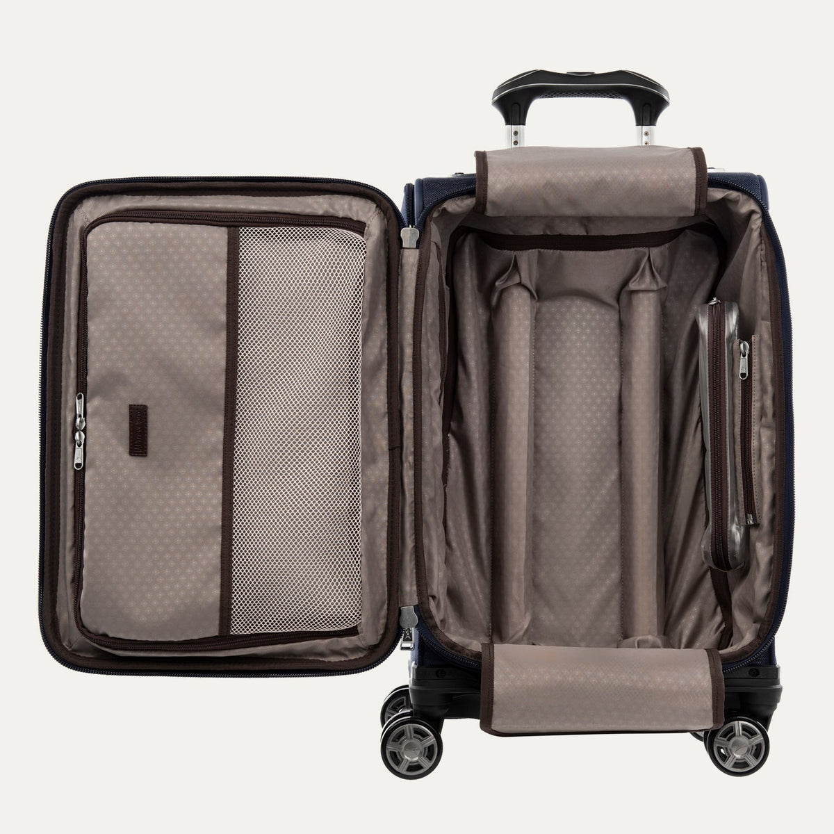 Travelpro Platinum Elite 21” Expandable Carry-On Spinner in True Navy — interior view 2