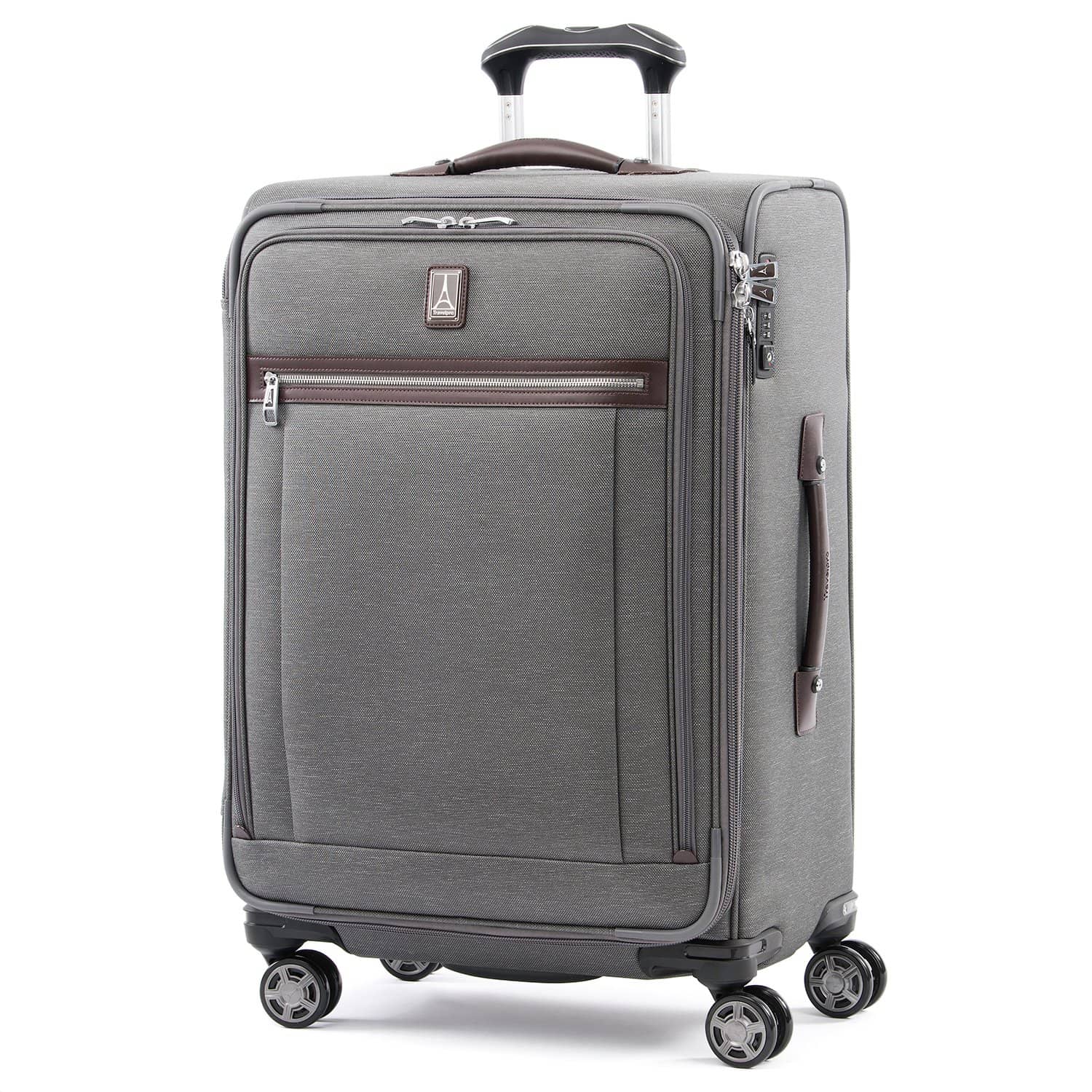 Travelpro Platinum Elite 25" Expandable Spinner in Vintage Grey — front view # color_Vintage Grey