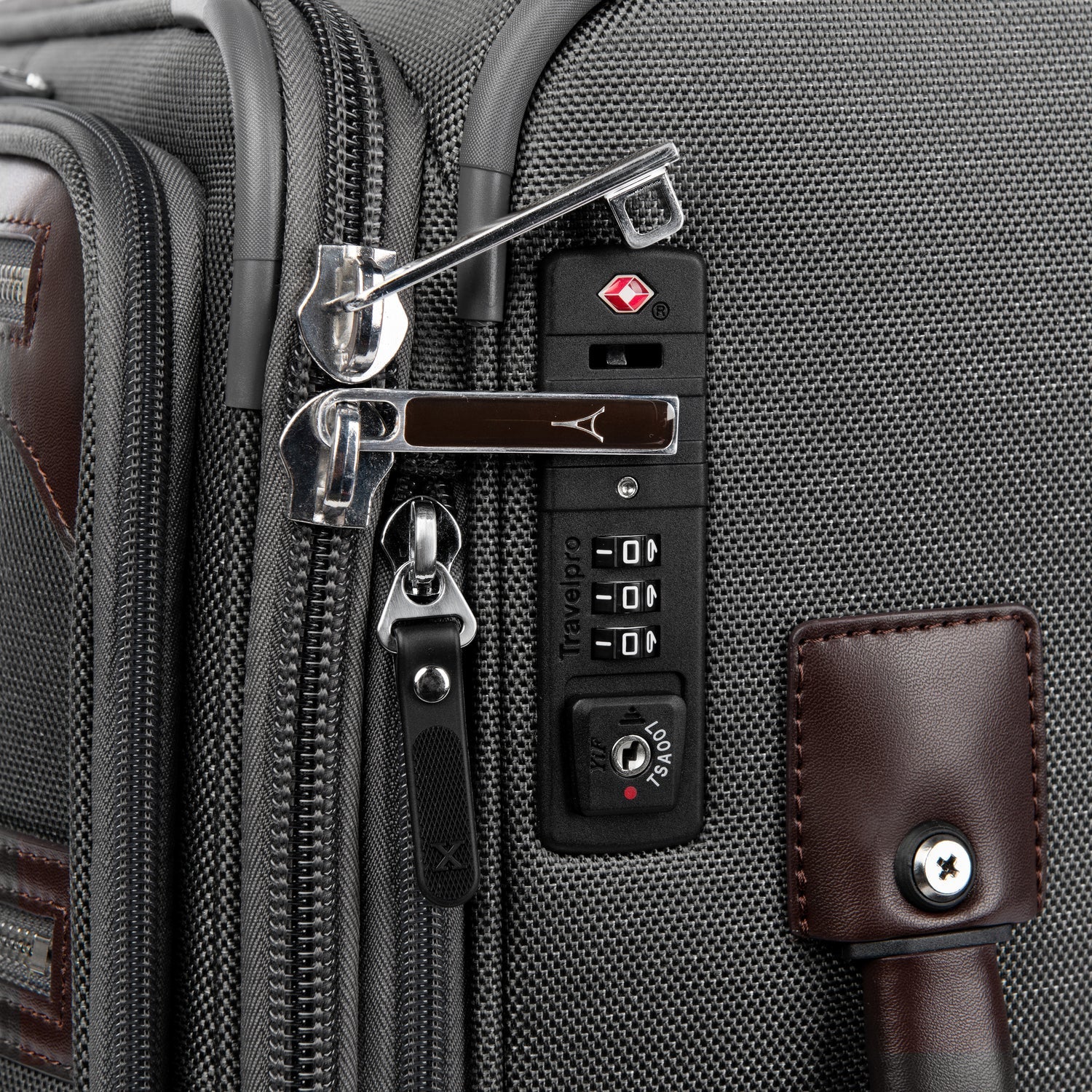 Travelpro Platinum Elite International Carry-On Expandable Spinner in Vintage Grey — detail view 2