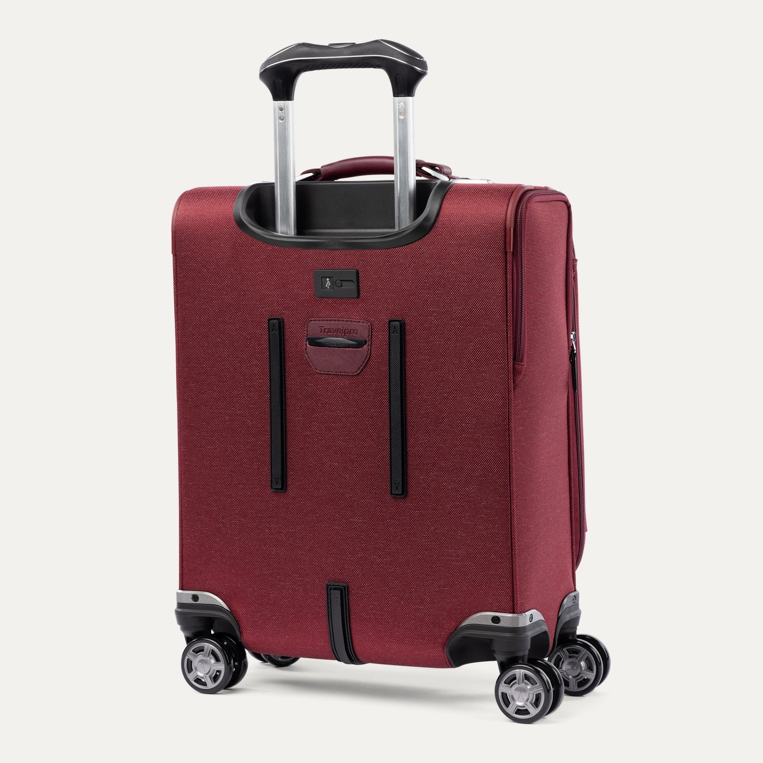 Travelpro Platinum Elite International Carry-On Expandable Spinner in Bordeaux — back view