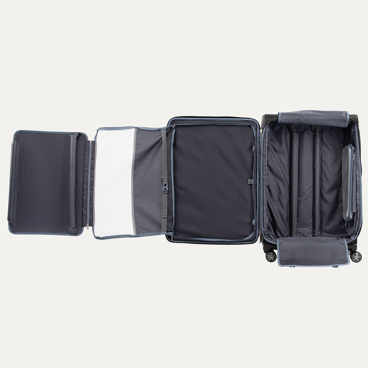 Travelpro Platinum Elite 29” Expandable Spinner in Shadow Black — interior view