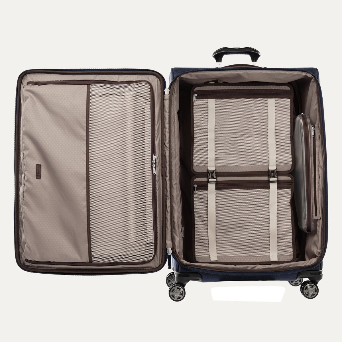 Travelpro Platinum Elite 29” Expandable Spinner in True Navy — interior view
