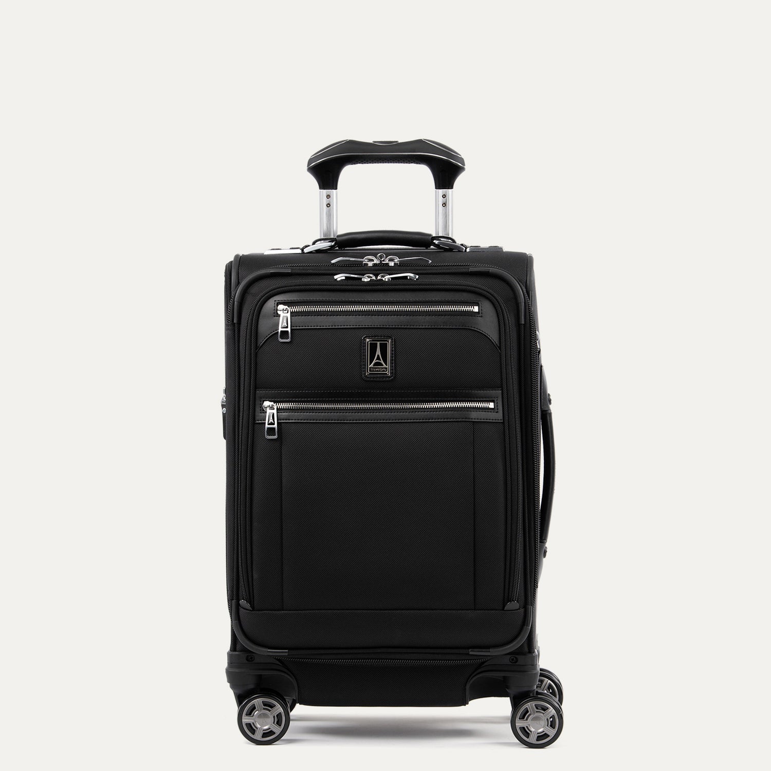 Travelpro Platinum Elite 20" Carry-On Expandable Business Plus Spinner in Shadow Black — front view