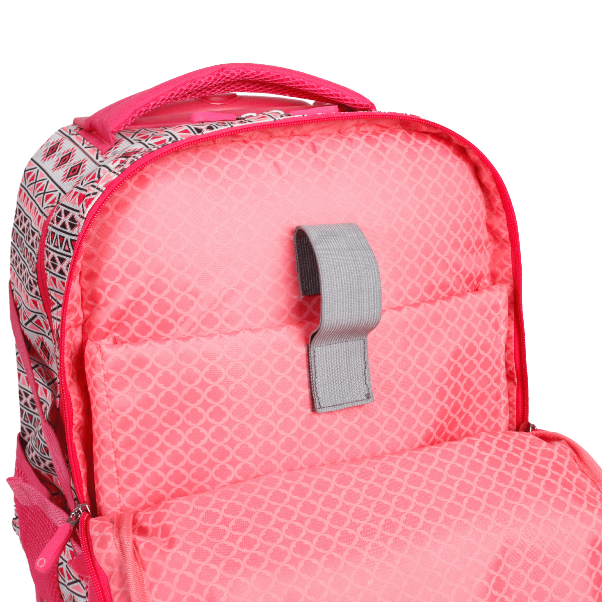 J World Lunar Multi-Purpose Laptop Rolling Backpack (19.5 Inch) in Skandi Pink — detail view # color_Skandi Pink