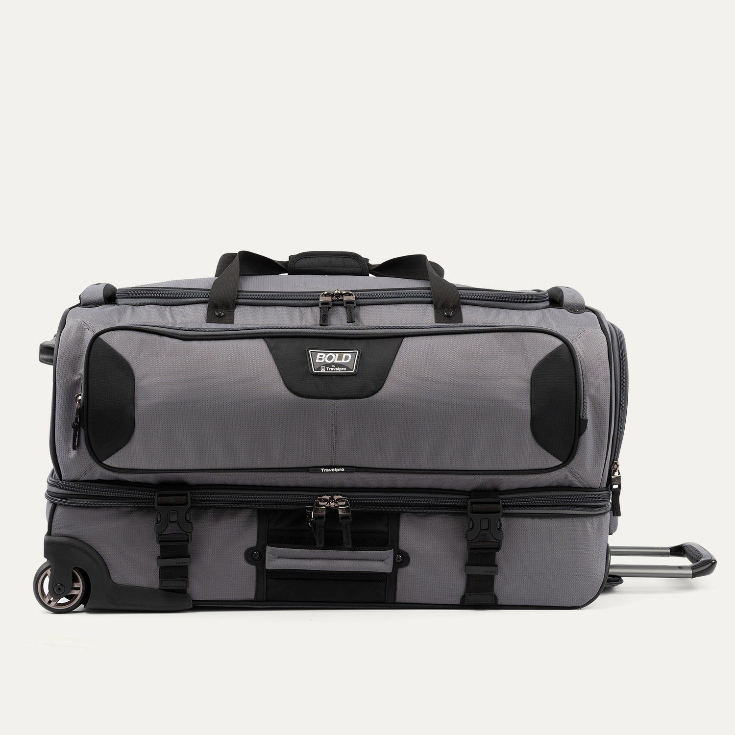Travelpro Bold by Travelpro 30" Check-In Drop-Bottom Expandable Rolling Duffel in Gray Black — front view
