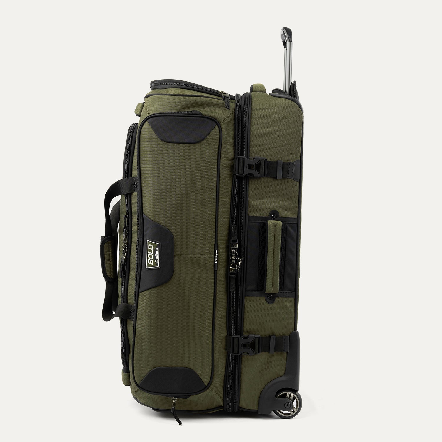 Travelpro Bold by Travelpro 30" Check-In Drop-Bottom Expandable Rolling Duffel in Olive Black — interior view