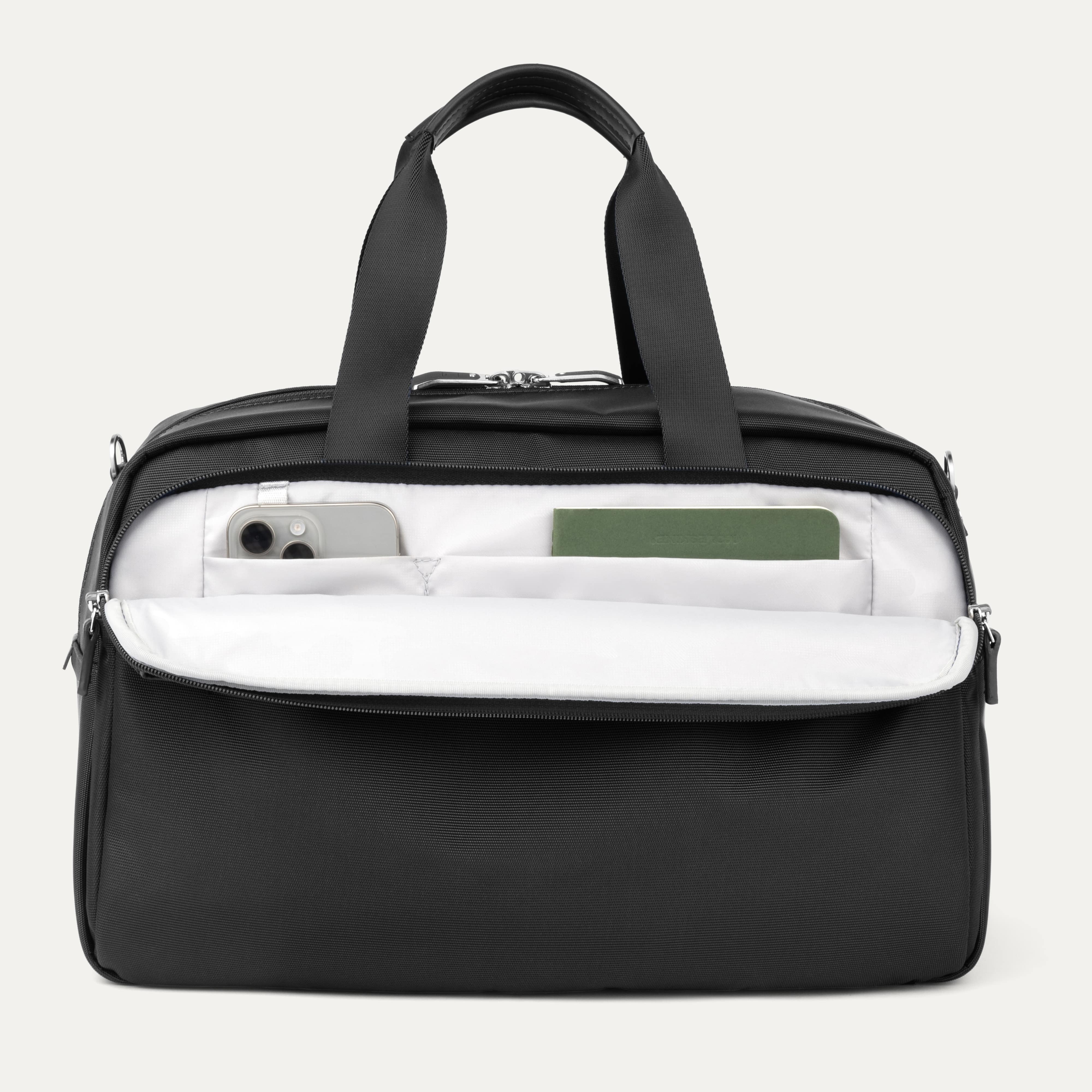 Travelpro VersaPack+ UnderSeat Tote in Black — angle view 3