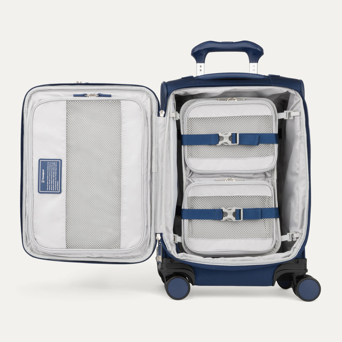 Travelpro VersaPack+ Carry-On Spinner in Estate Blue — interior view 4