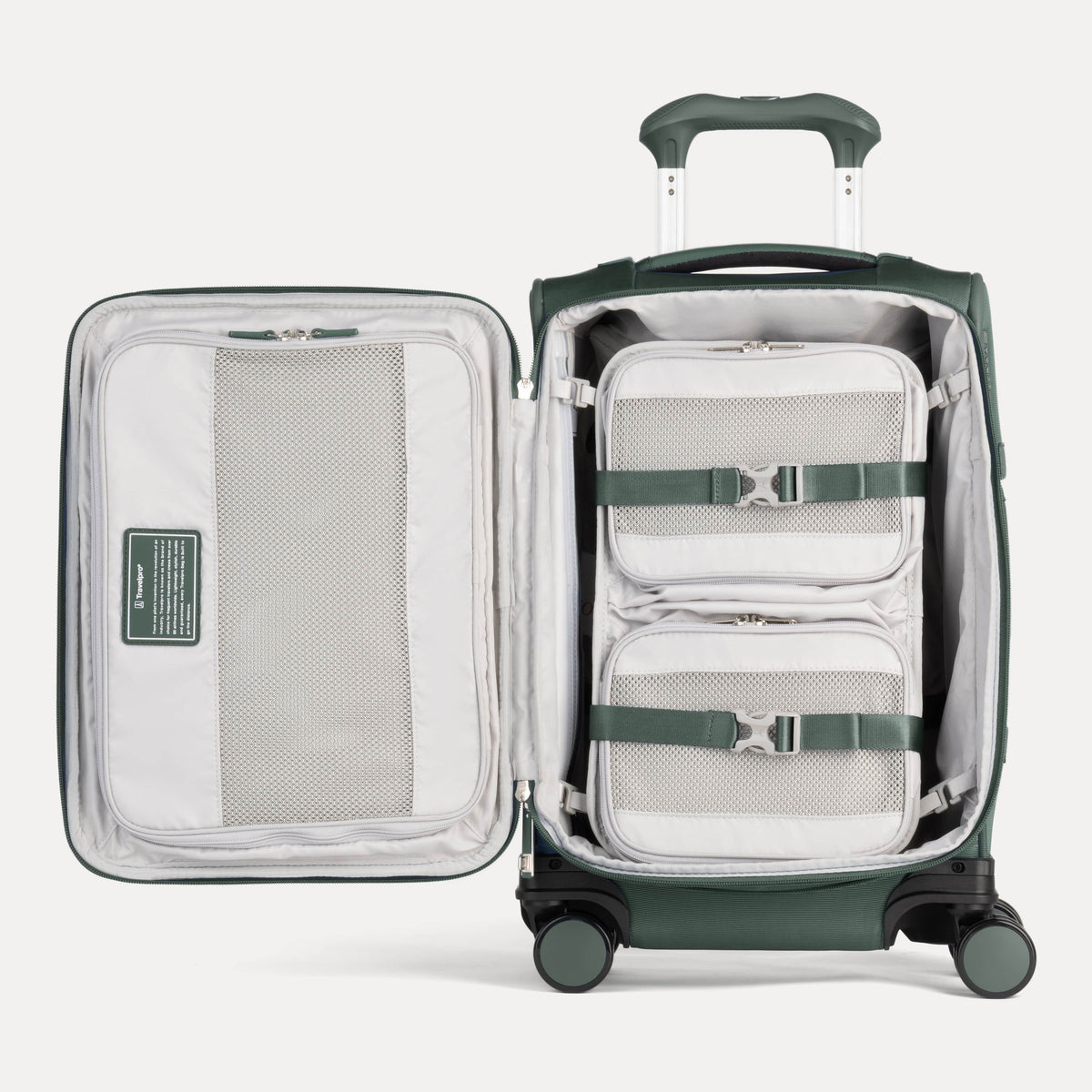 Travelpro VersaPack+ Carry-On Spinner in Desert Sage Green — interior view 3