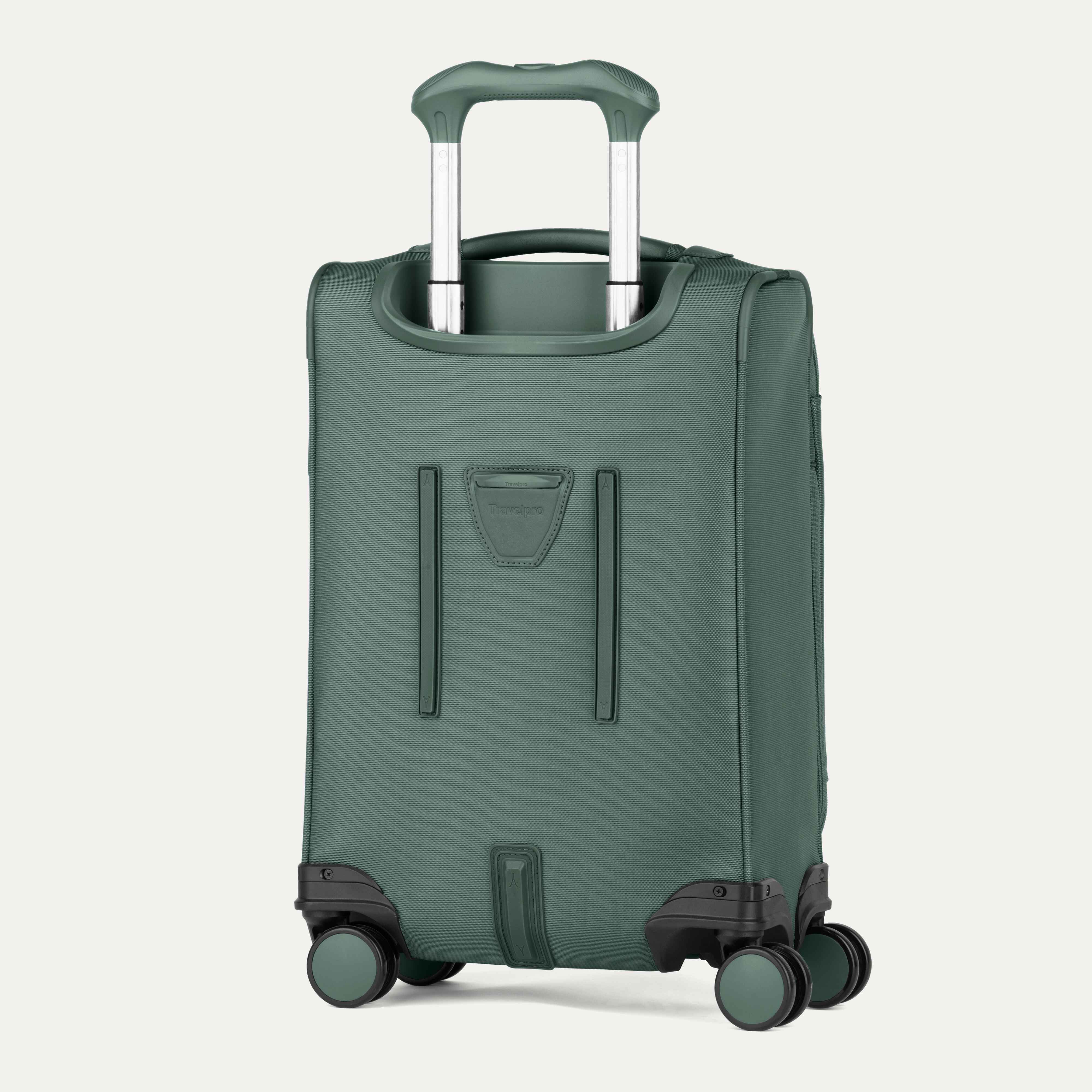 Travelpro VersaPack+ Compact Carry-On Spinner in Desert Sage Green — detail view