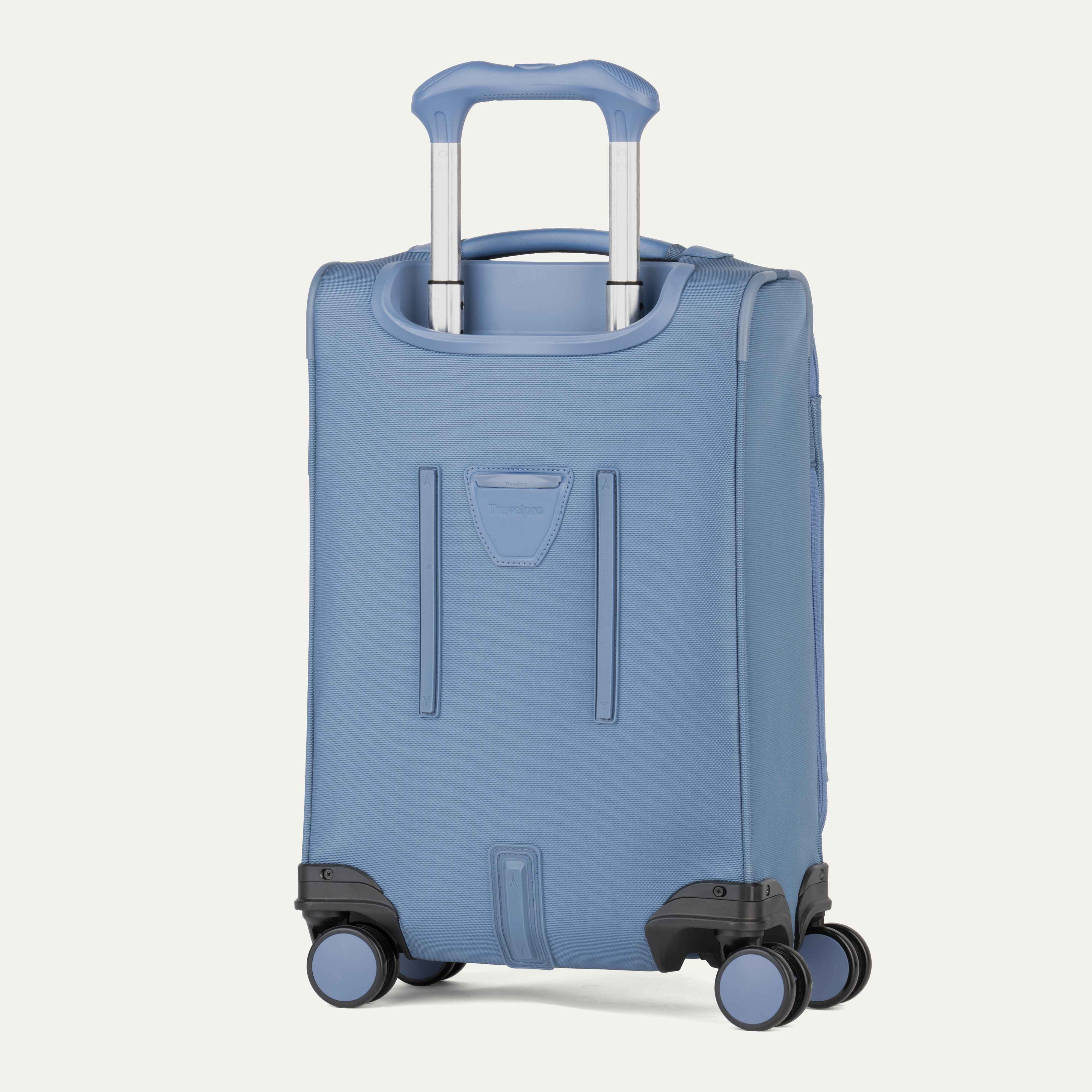 Travelpro VersaPack+ Compact Carry-On Spinner in Elemental Blue — angle view 3