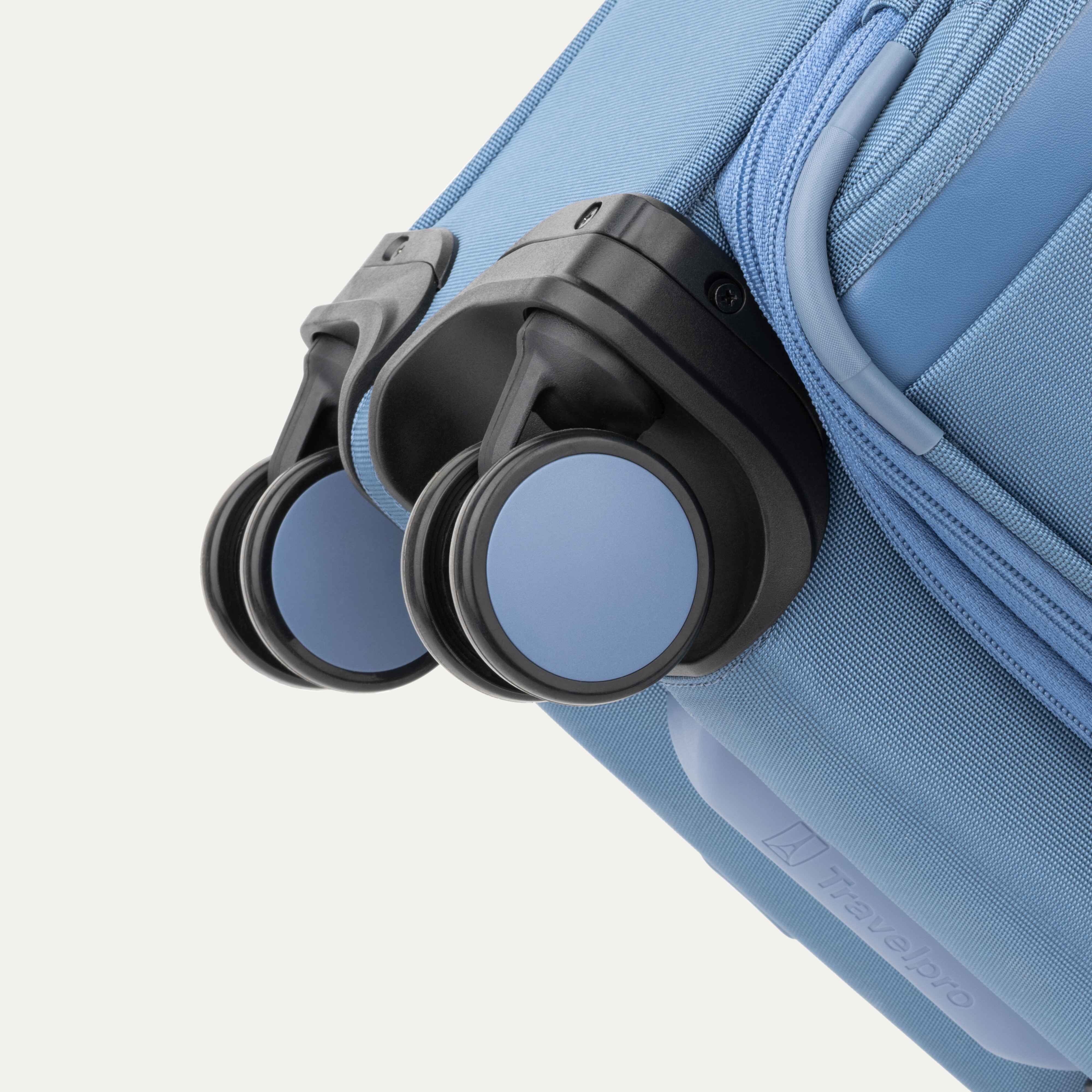 Travelpro VersaPack+ Compact Carry-On Spinner in Elemental Blue — detail view