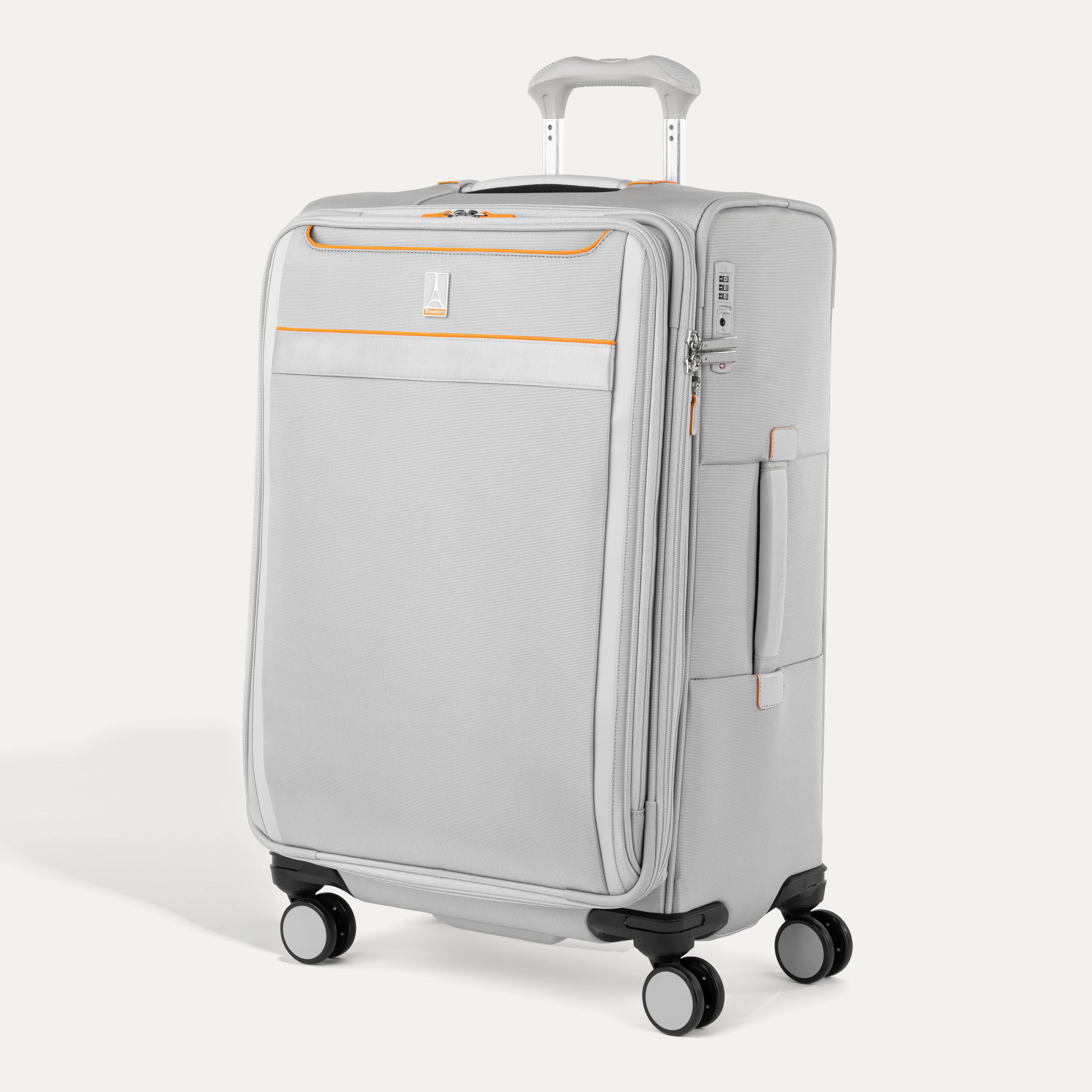 Travelpro VersaPack+ Medium Check-In Spinner in Marigold Orange — front view # color_Marigold Orange