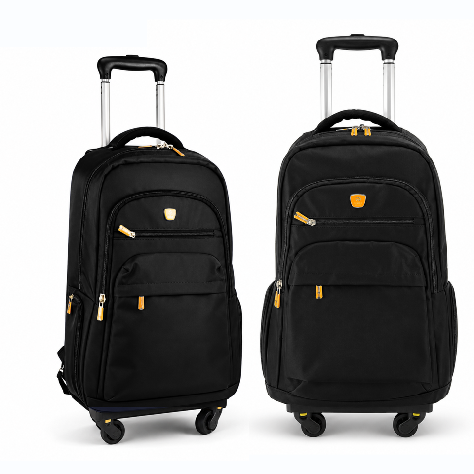 Power In Eavas 1921 4-Wheeled Backpack in Black — size comparison, both sizes shown