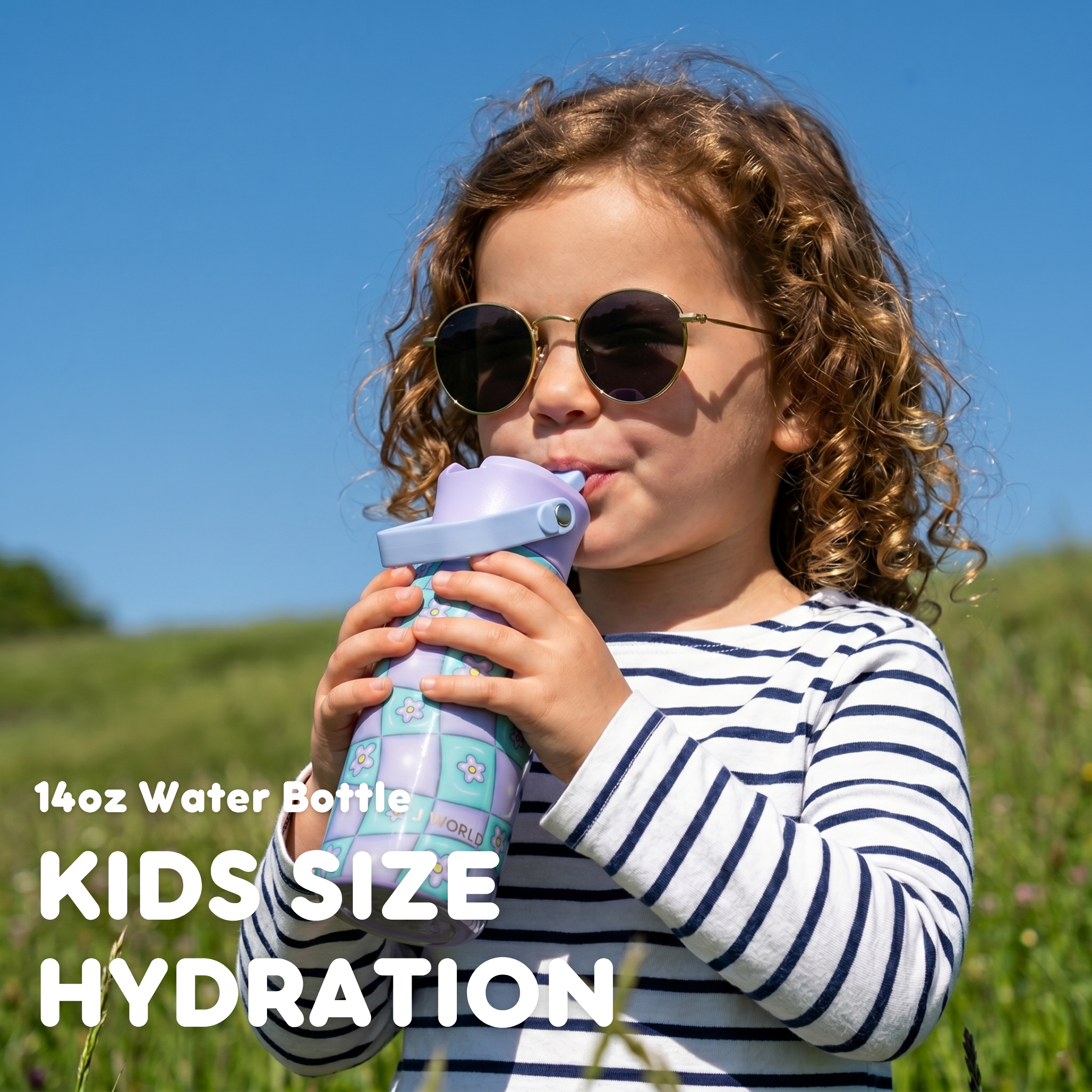J World Flowee 14oz Insulated Water Bottle in Purple — lifestyle # color_Purple