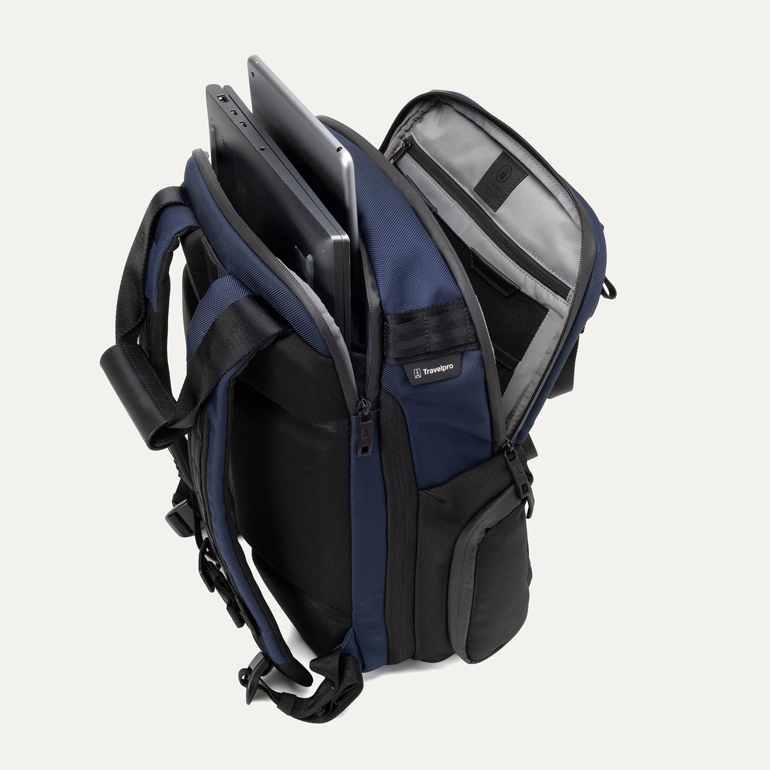 Travelpro Altitude Medium Expandable Laptop Backpack 25-30L in Aviator Navy — interior view