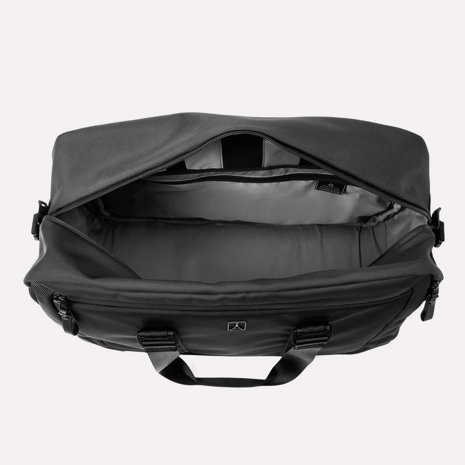 Travelpro Altitude Double Expansion Duffel in Jet Black — interior view