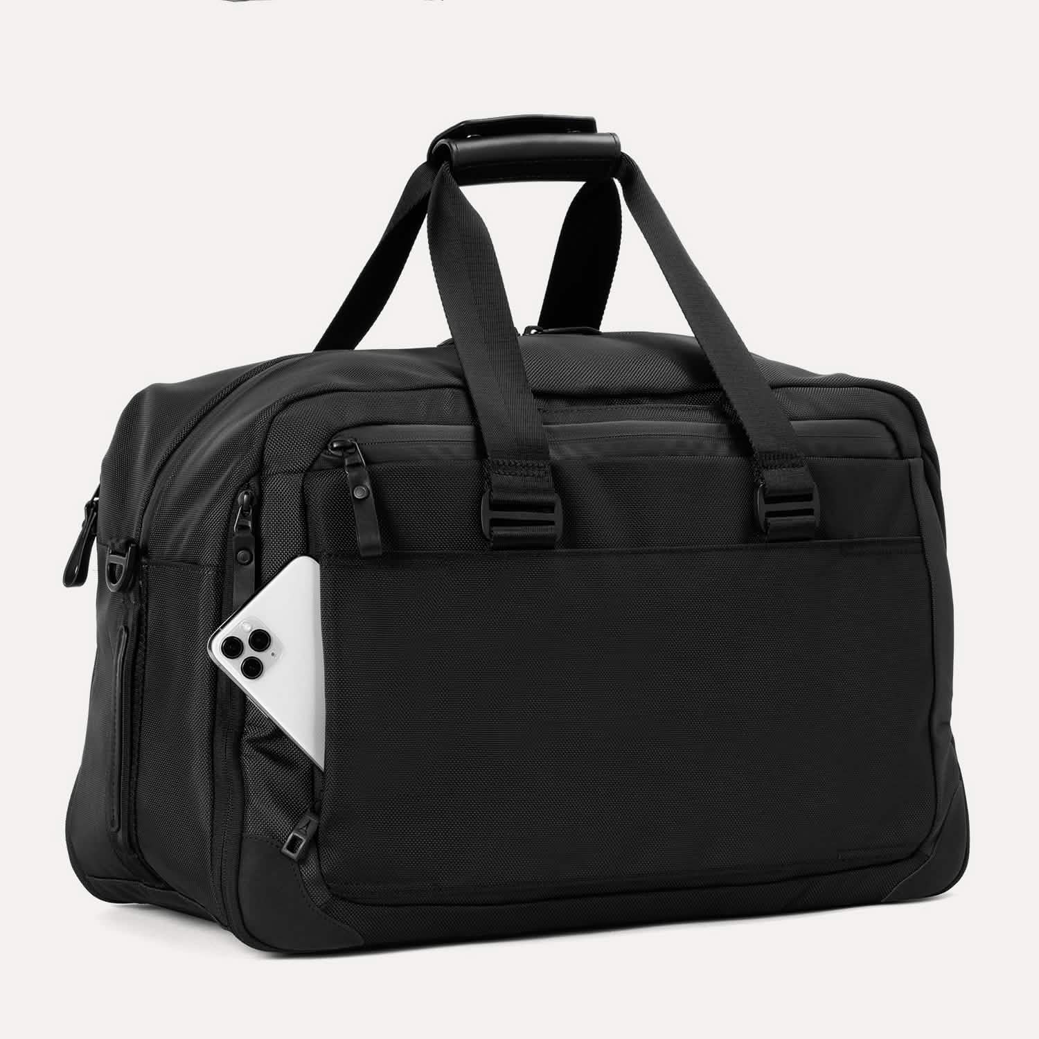 Travelpro Altitude Double Expansion Duffel in Jet Black — detail view