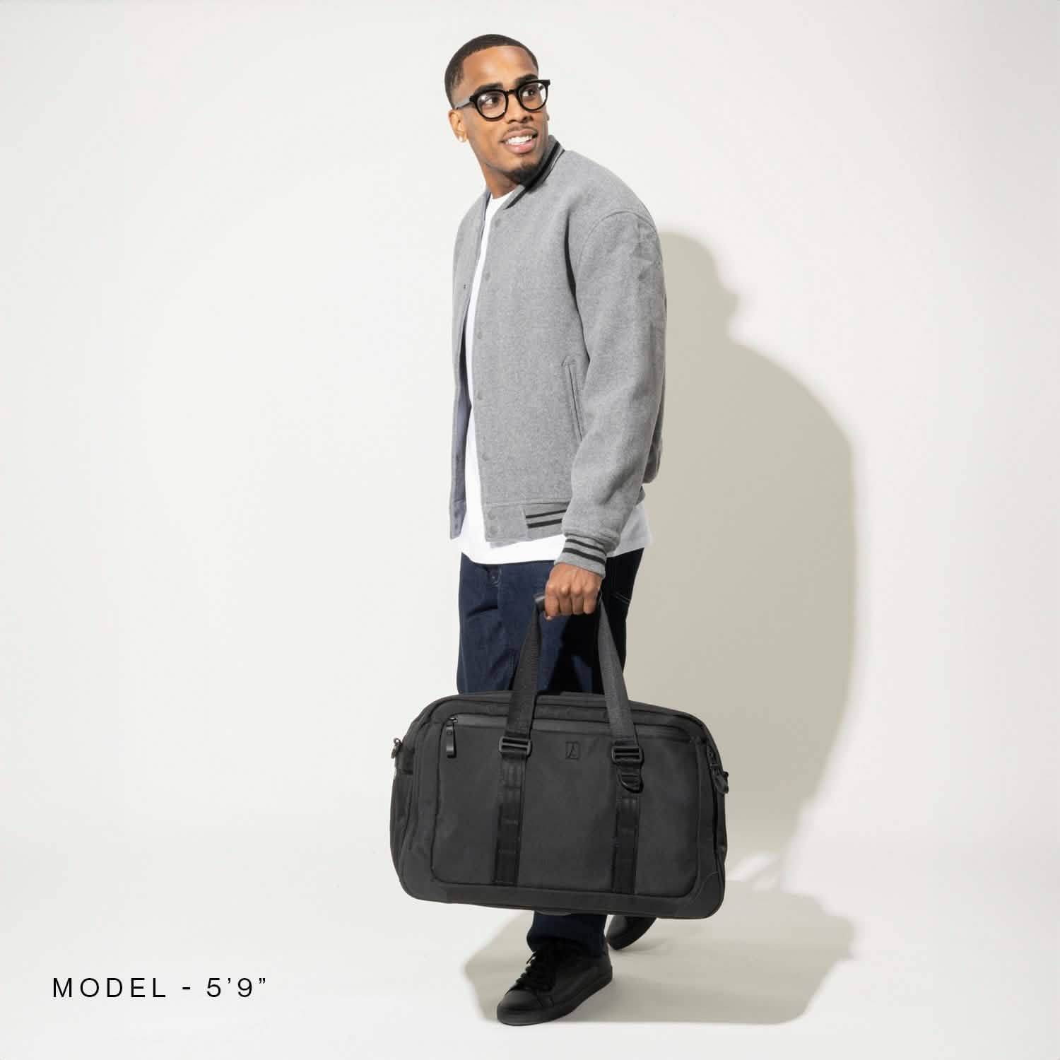 Travelpro Altitude Double Expansion Duffel in Falcon Grey — angle view 2