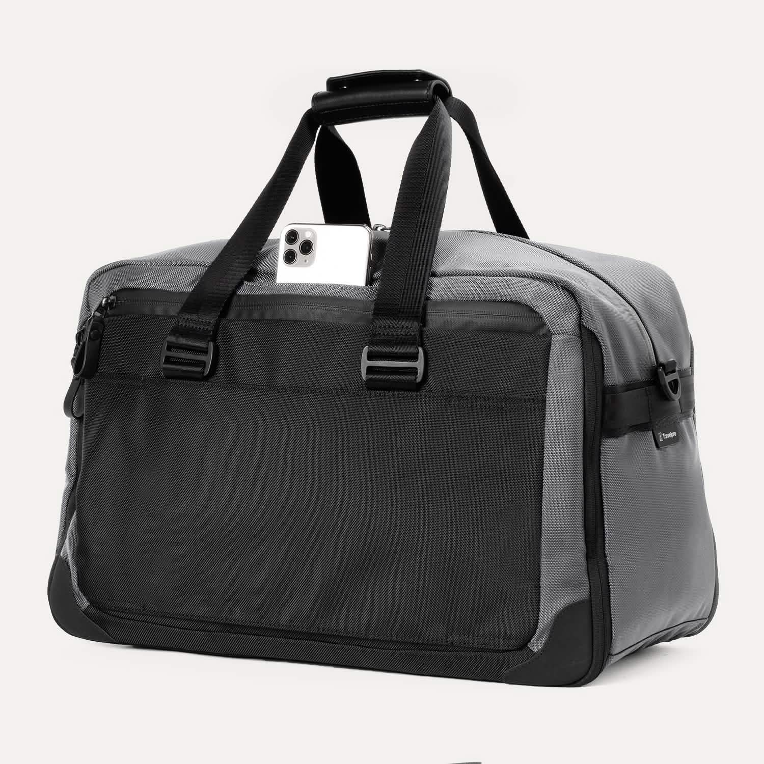 Travelpro Altitude Double Expansion Duffel in Falcon Grey — detail view