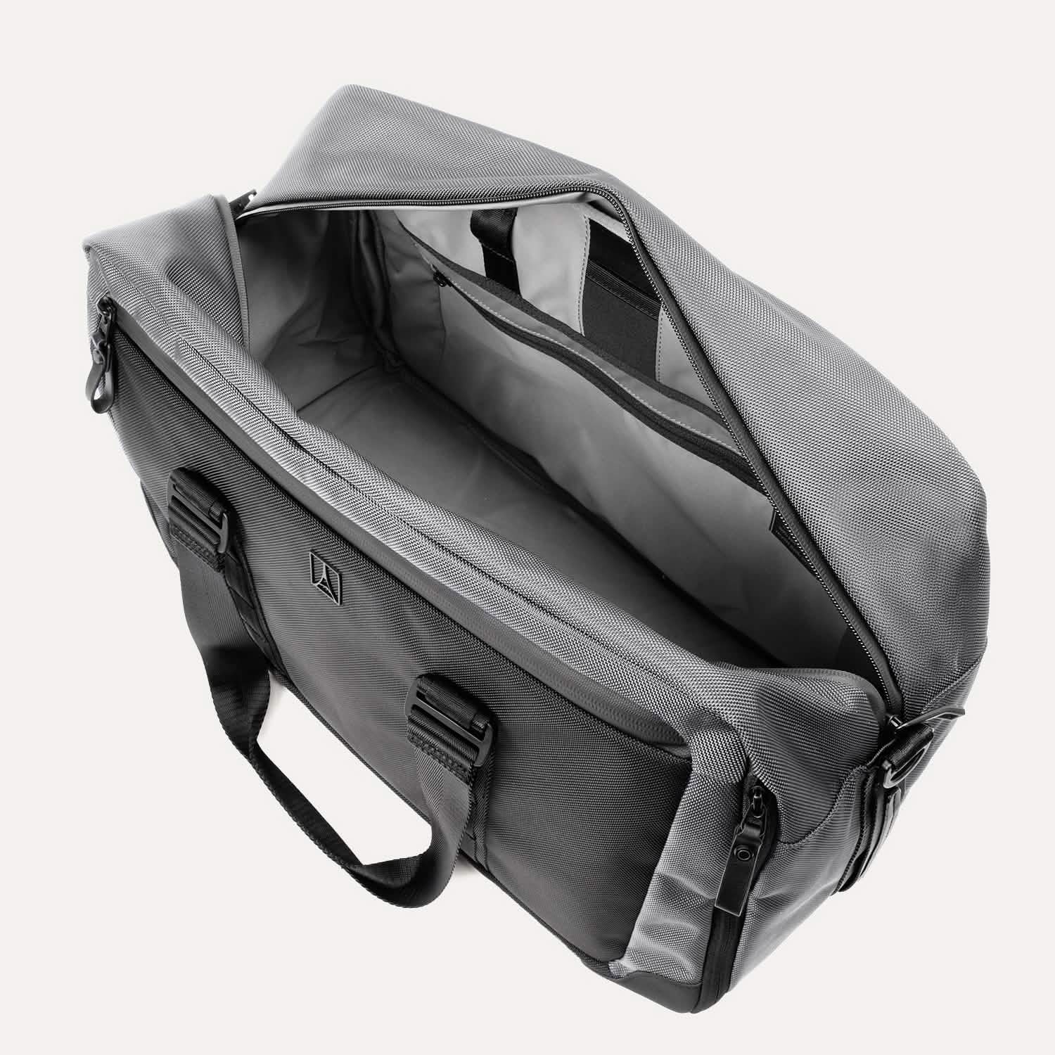 Travelpro Altitude Double Expansion Duffel in Falcon Grey — interior view