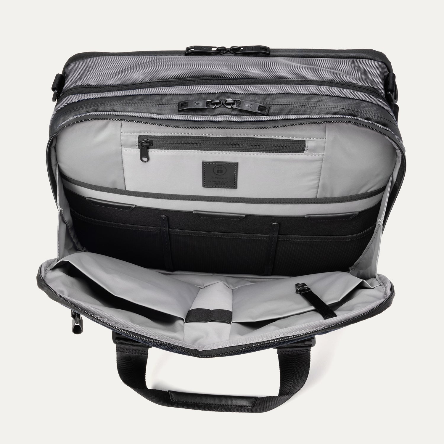 Travelpro Altitude Full Expansion Brief in Falcon Grey — interior view