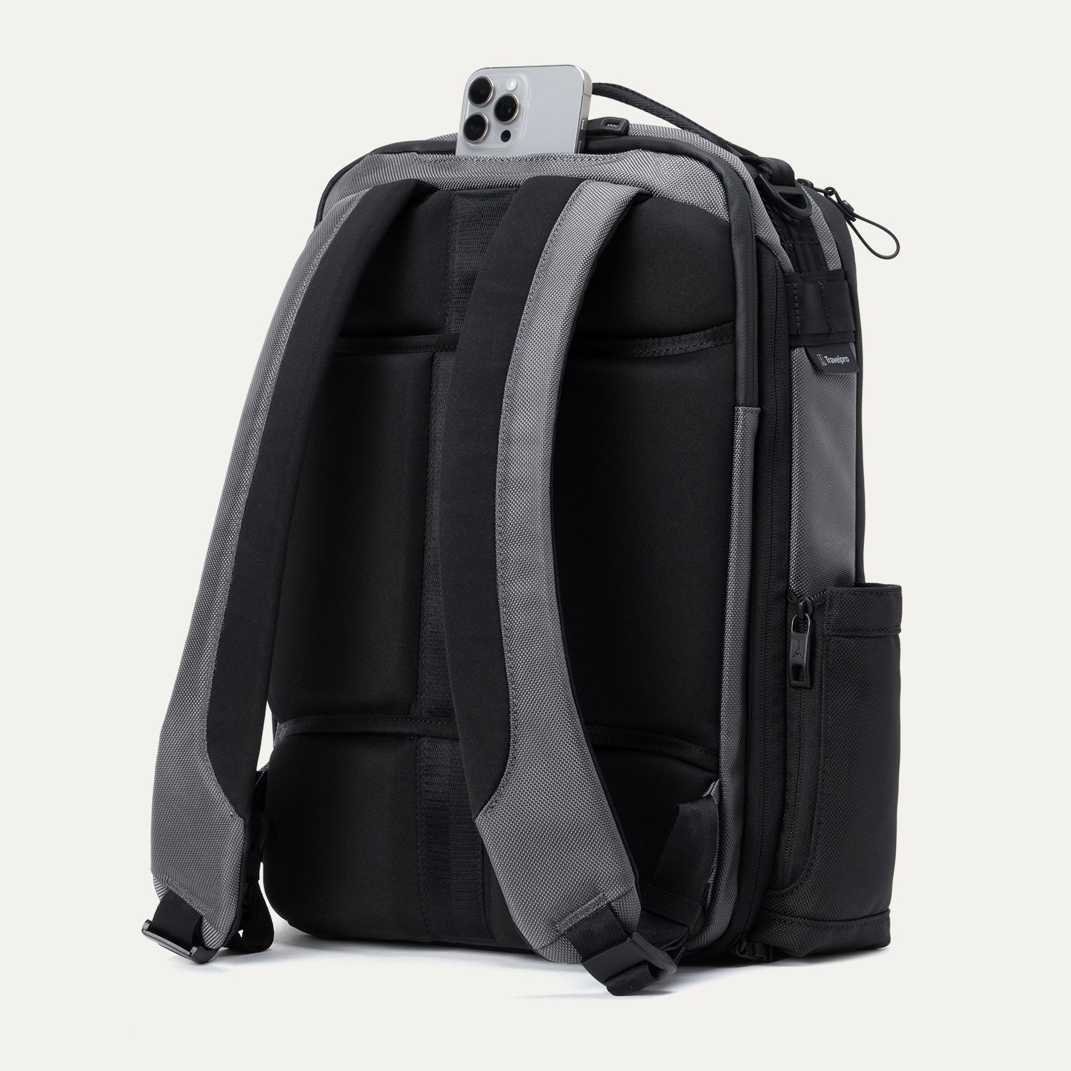 Travelpro Altitude Slim Expandable Laptop Backpack 20-24L in Falcon Grey — angle view 2