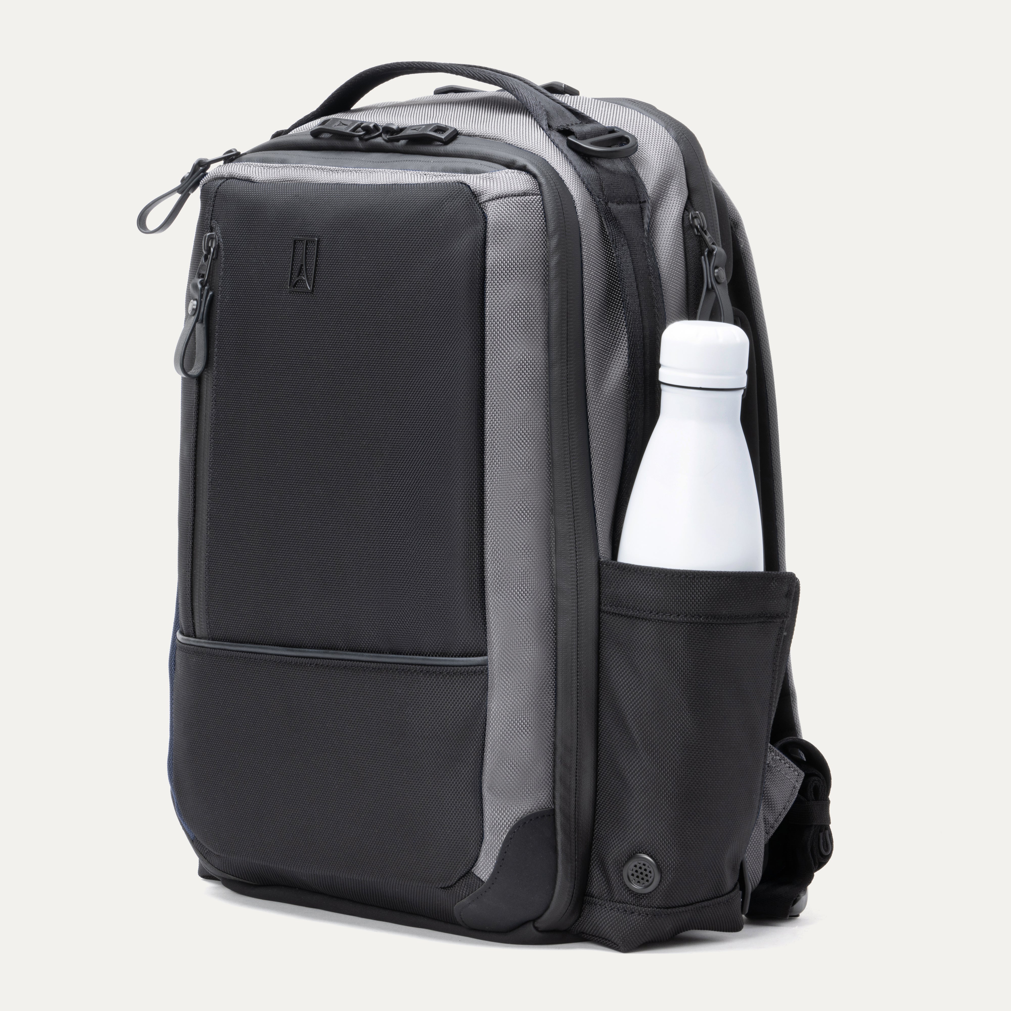 Travelpro Altitude Slim Expandable Laptop Backpack 20-24L in Falcon Grey — angle view 3