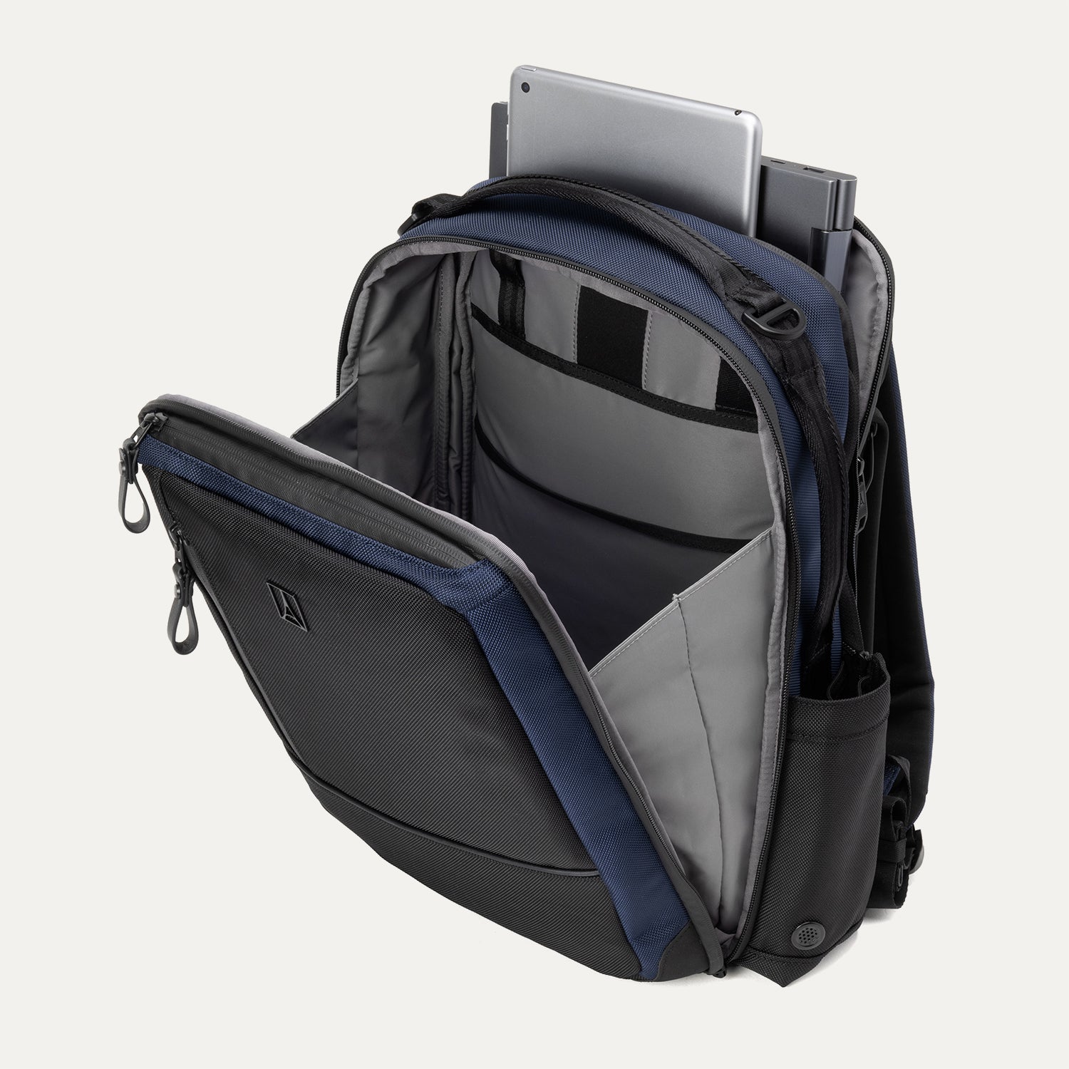 Travelpro Altitude Slim Expandable Laptop Backpack 20-24L in Aviator Navy — interior view