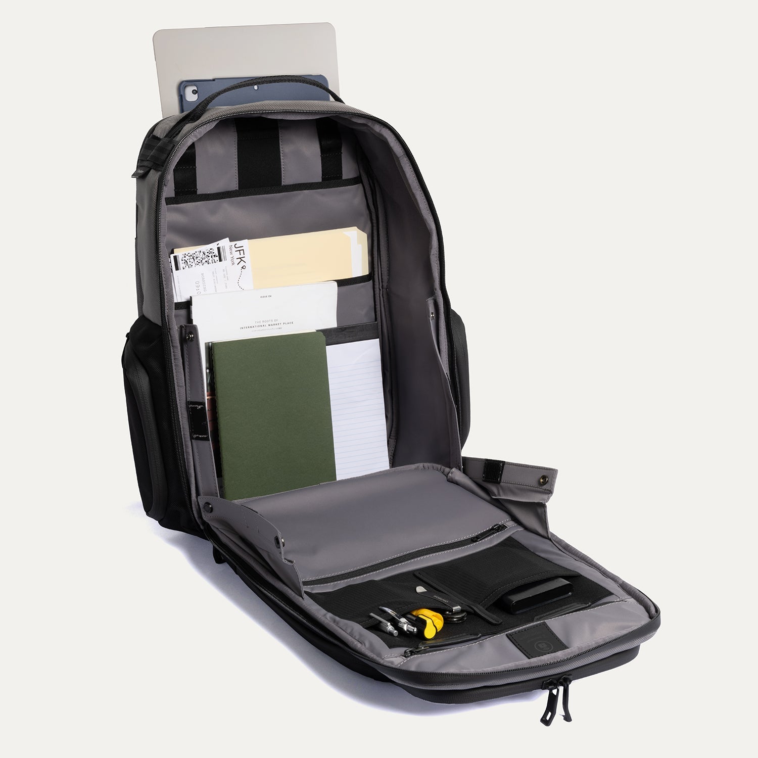 Travelpro Altitude Large Expandable Laptop Backpack 30-36L in Aviator Navy — interior view