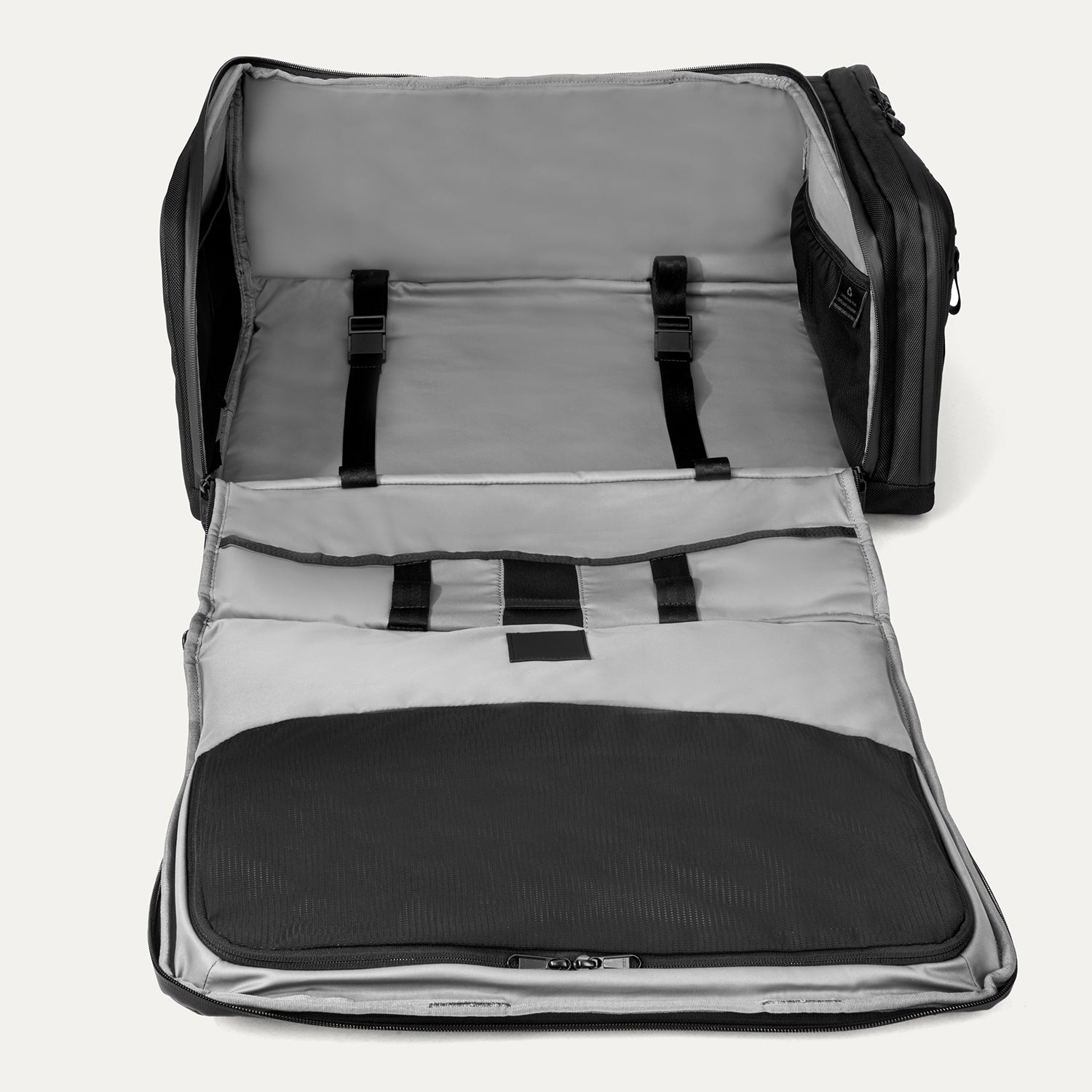 Travelpro Altitude Convertible Duffel/Backpack in Jet Black — interior view