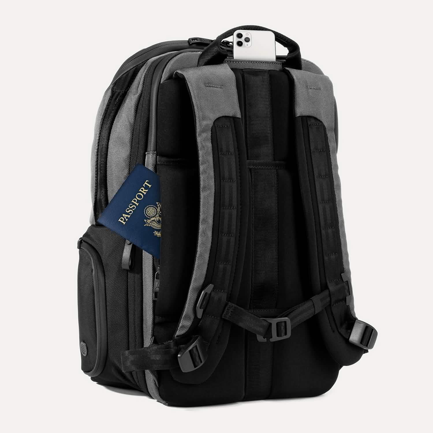 Travelpro Altitude All-Purpose Full Expansion Laptop Backpack 24-34L in Falcon Grey — back view