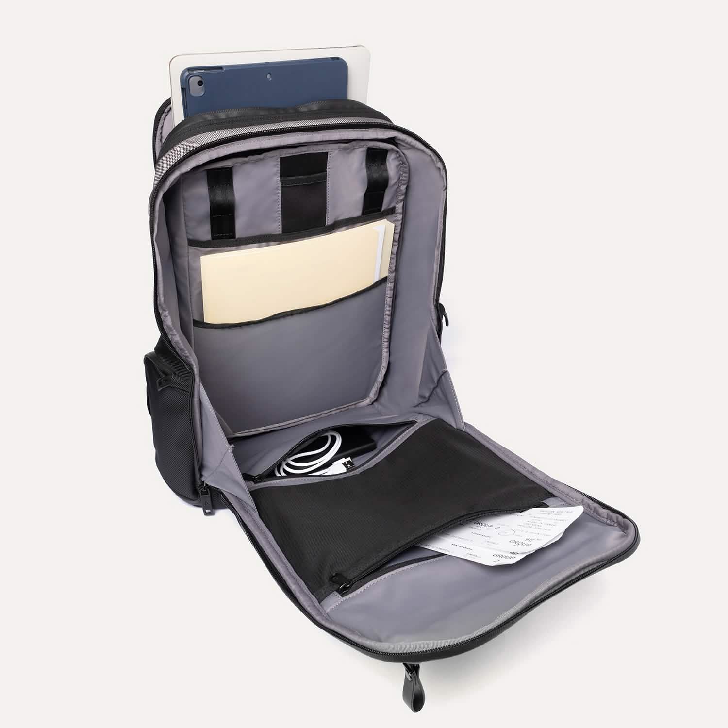 Travelpro Altitude All-Purpose Full Expansion Laptop Backpack 24-34L in Falcon Grey — interior view
