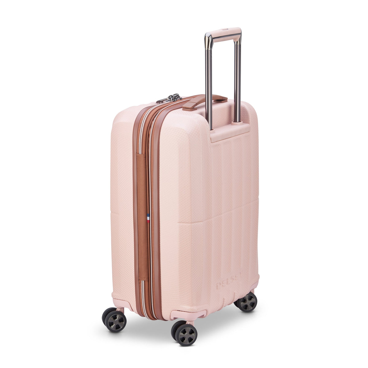Delsey ST Tropez Medium Expandable Spinner in Pink — angle view 3