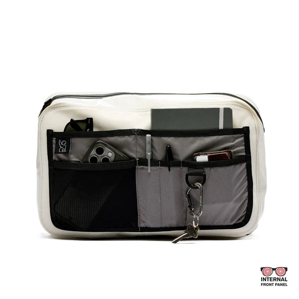 Chrome Industries Kadet Max WP 15L sling bag – black colorway, side view