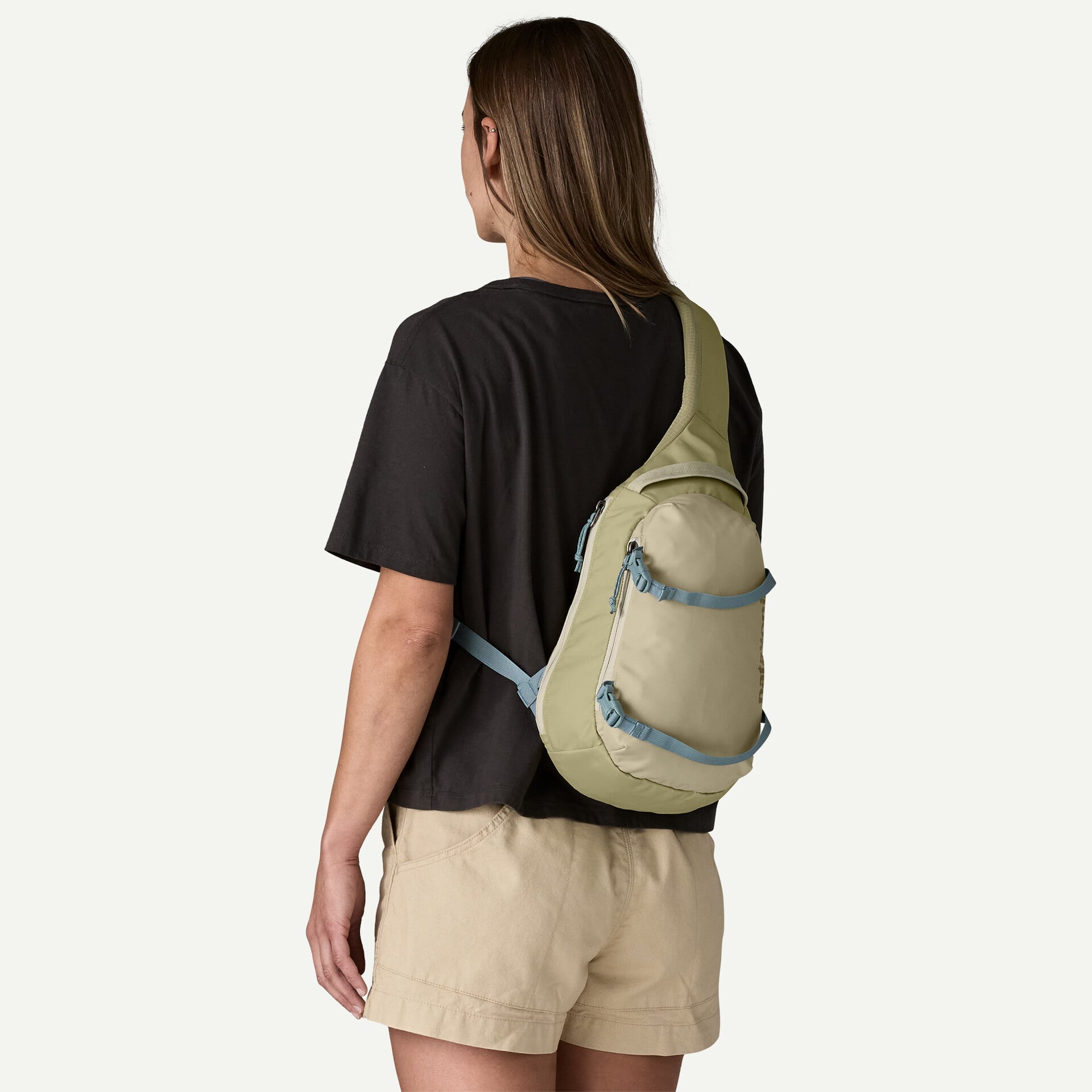 Patagonia Atom Sling Bag 8L in Weathered Stone — angle view 1